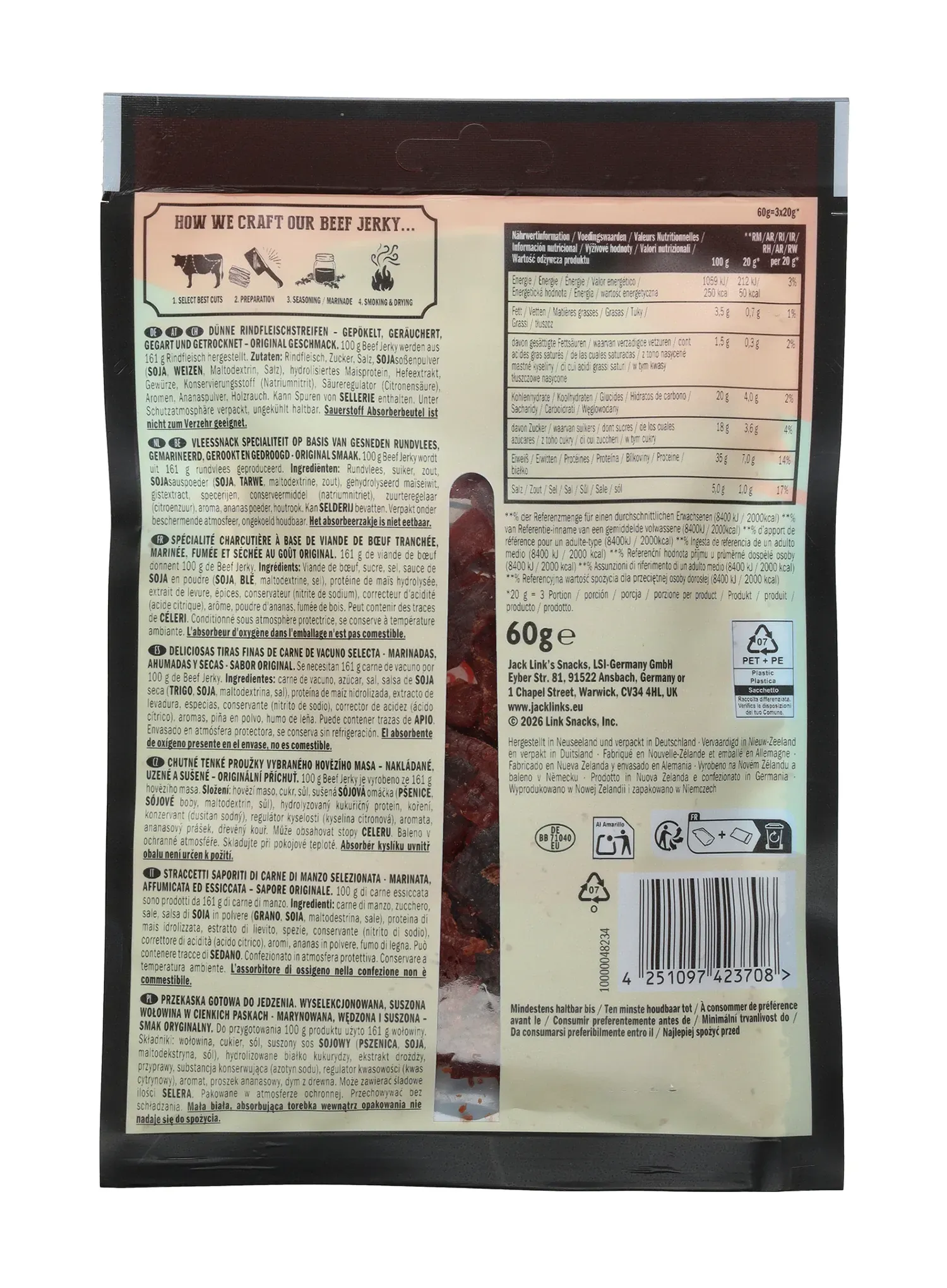 Sušené hovädzie mäso Jack Link's X MrBeast Beef Jerky Original 60 g