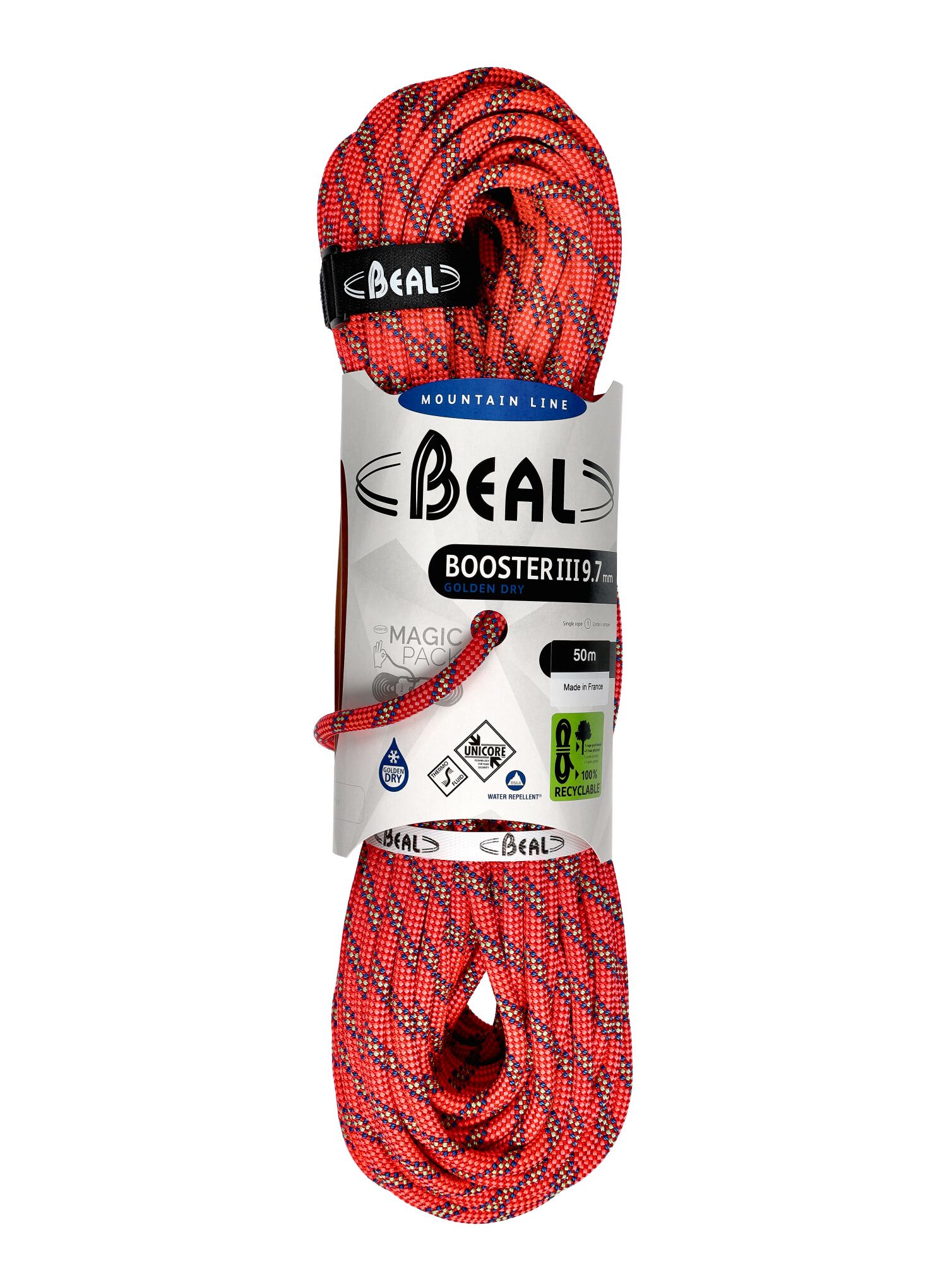 Horolezecké lano Beal Booster III 9,7 mm 50 m Unicore Golden Dry - orange