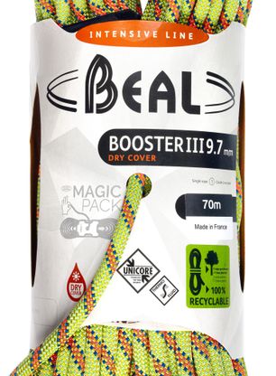 Dynamické lano Beal Booster III 9,7 mm 70m Unicore Dry Cover - anis