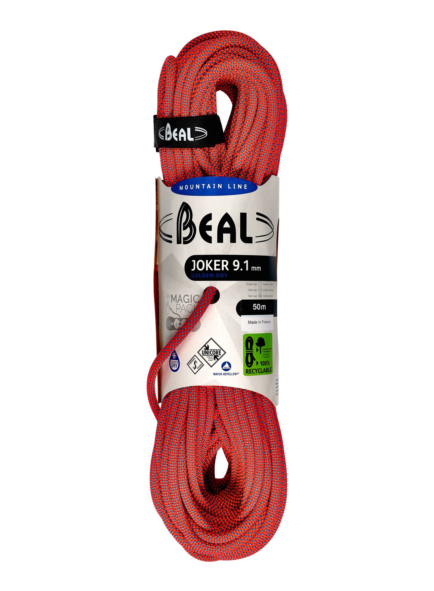 Horolezecké lano Beal Joker 9,1 mm 50 m Golden Dry Unicore - orange