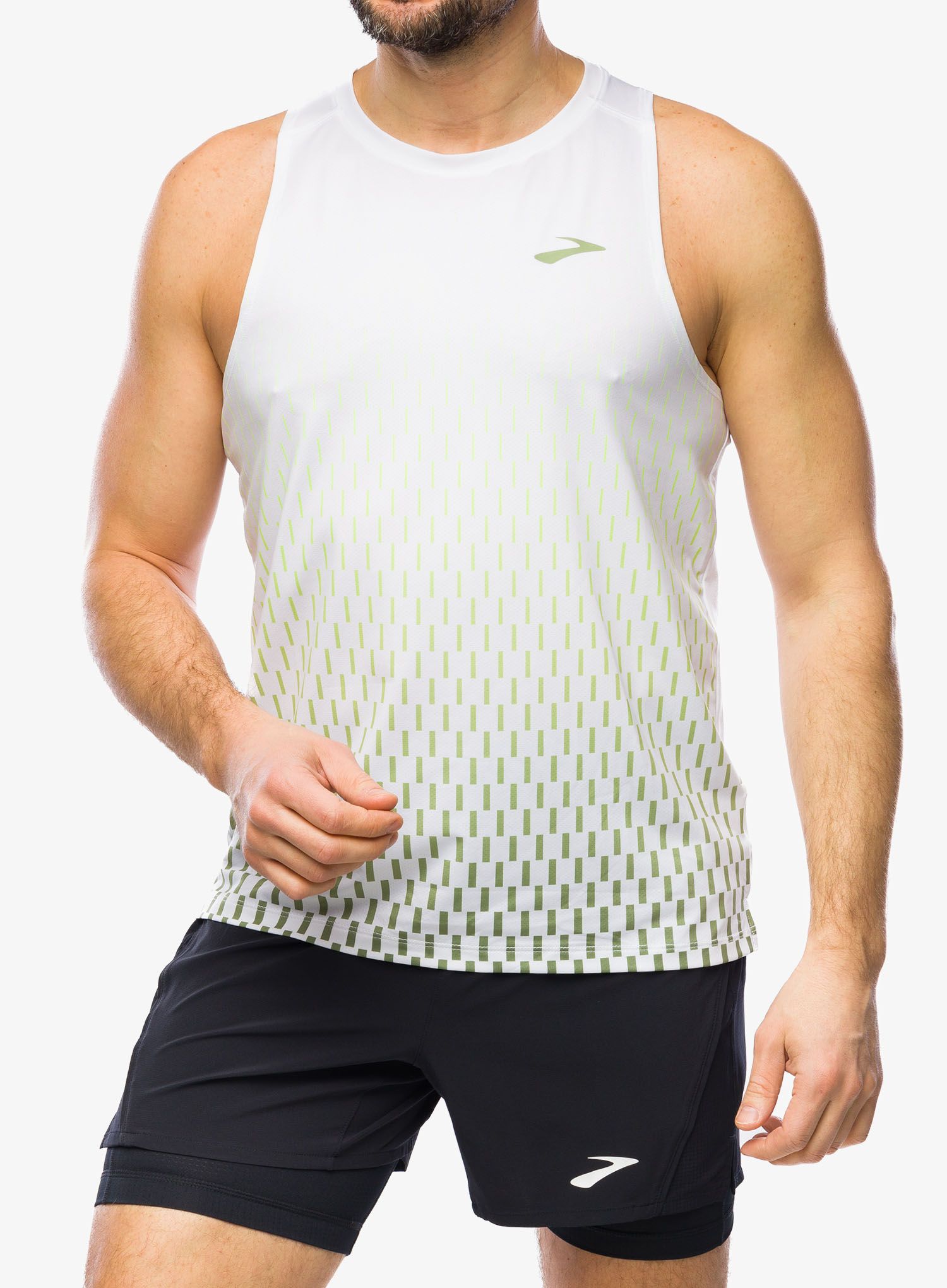 Bežecké tričko Brooks Atmosphere Singlet 2.0 - white/interval gradient
