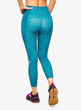 Dámske bežecké legíny Brooks Method 7/8 Tight - lagoon speckle print/lagoon