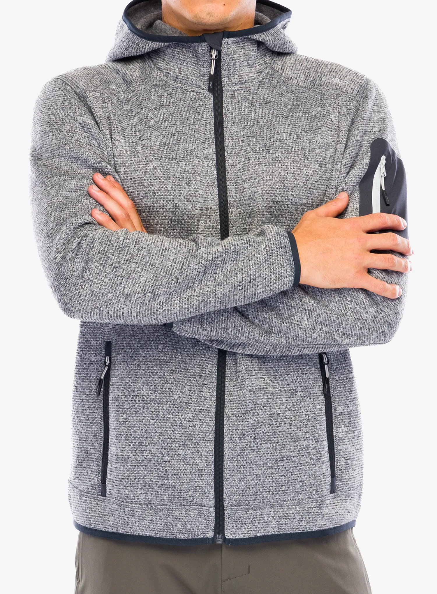 Flísová bunda CMP Borgis Fix Hood Jacket - ice/titanio/nero