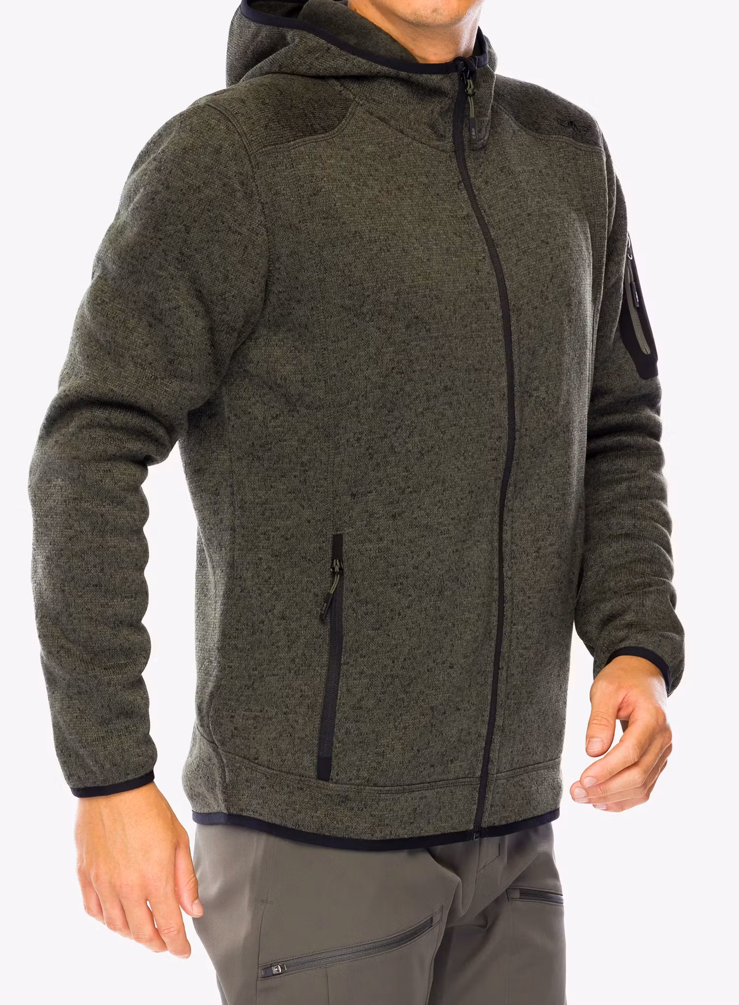 Flísová bunda CMP Borgis Fix Hood Jacket - olive/nero