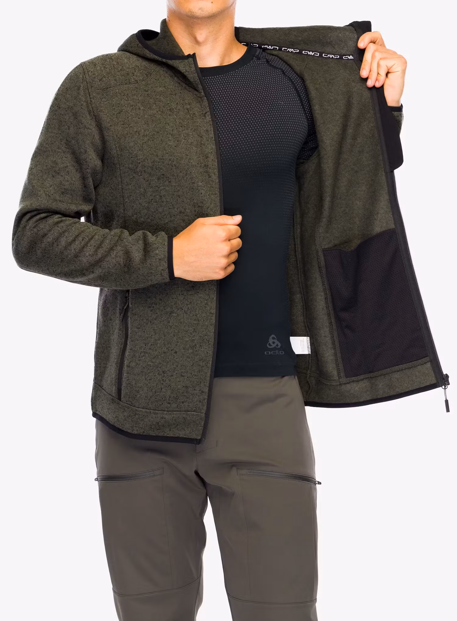 Flísová bunda CMP Borgis Fix Hood Jacket - olive/nero