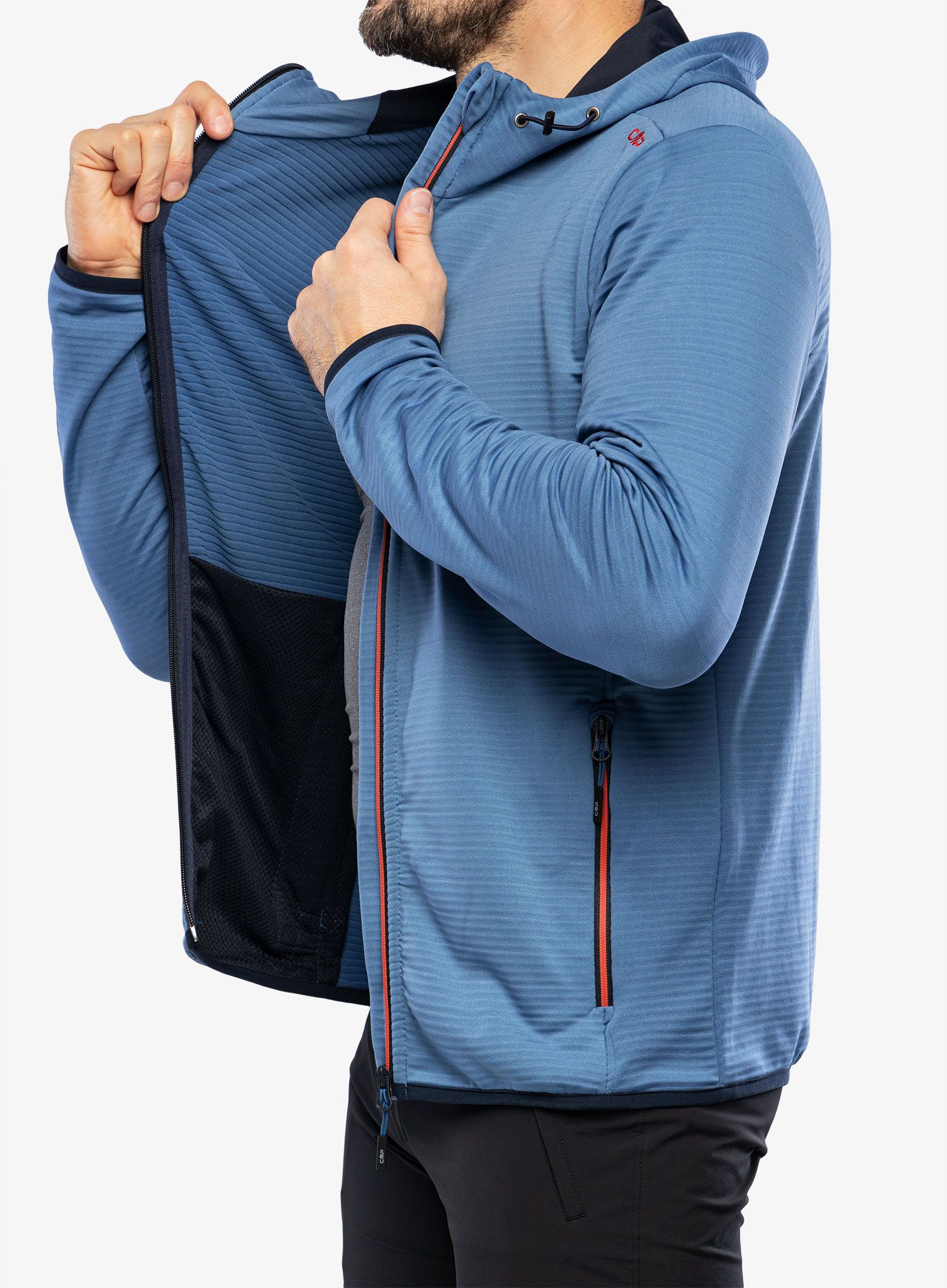 Flísová mikina CMP Edge Jacket Fix Hood - bluestone