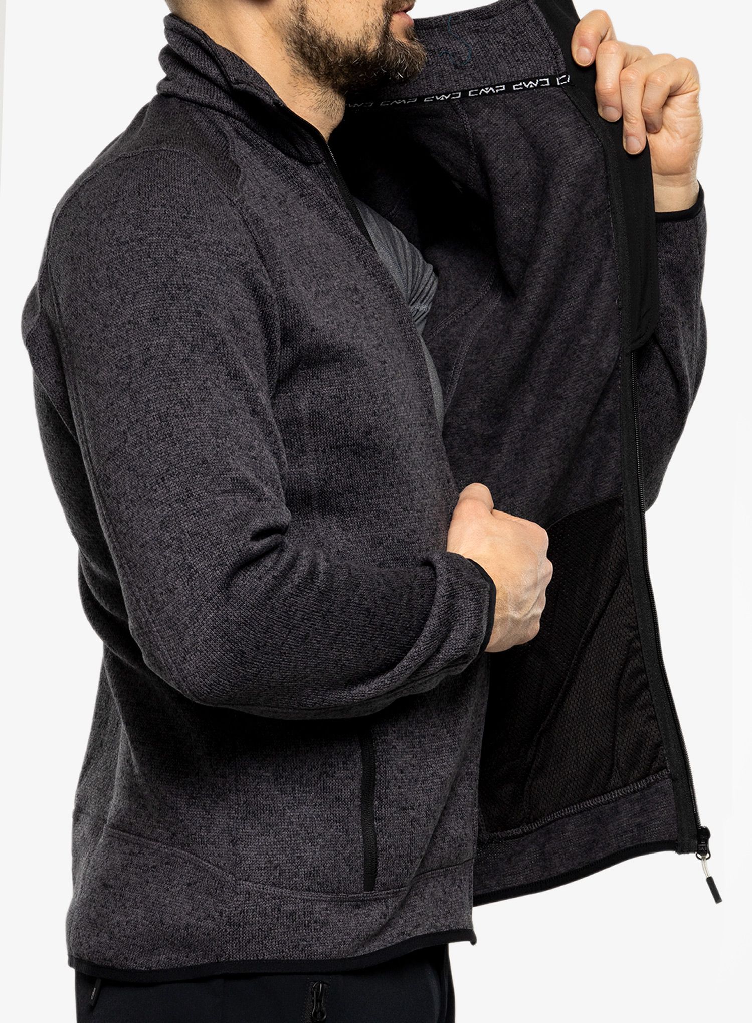 Flísová mikina CMP Perl Jacket Knitted - nero/glacier