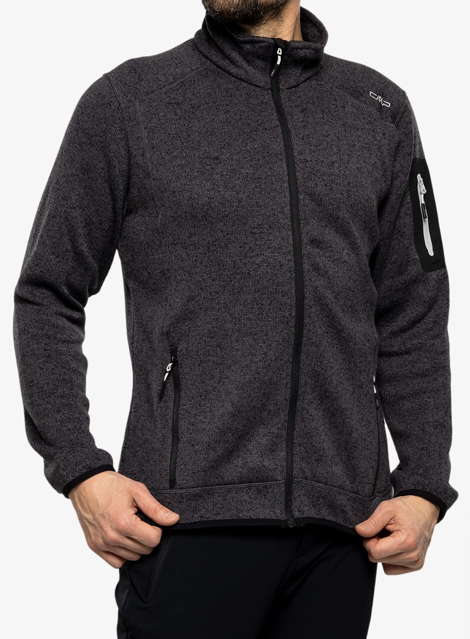 Flísová mikina CMP Perl Jacket Knitted - nero/glacier