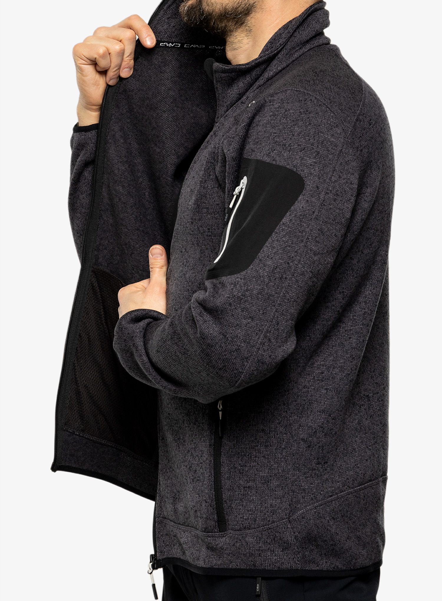 Flísová mikina CMP Perl Jacket Knitted - nero/glacier