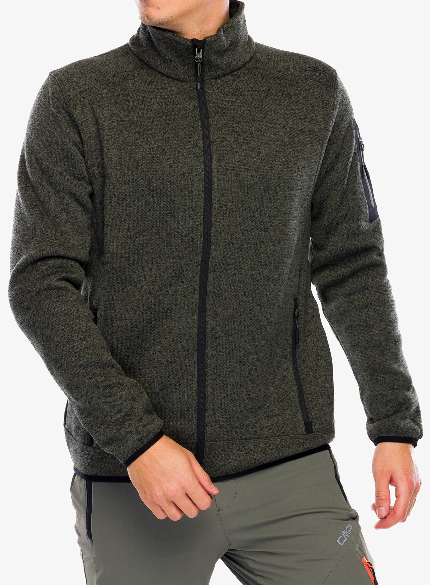 Flísová mikina CMP Perl Jacket Knitted - olive/nero