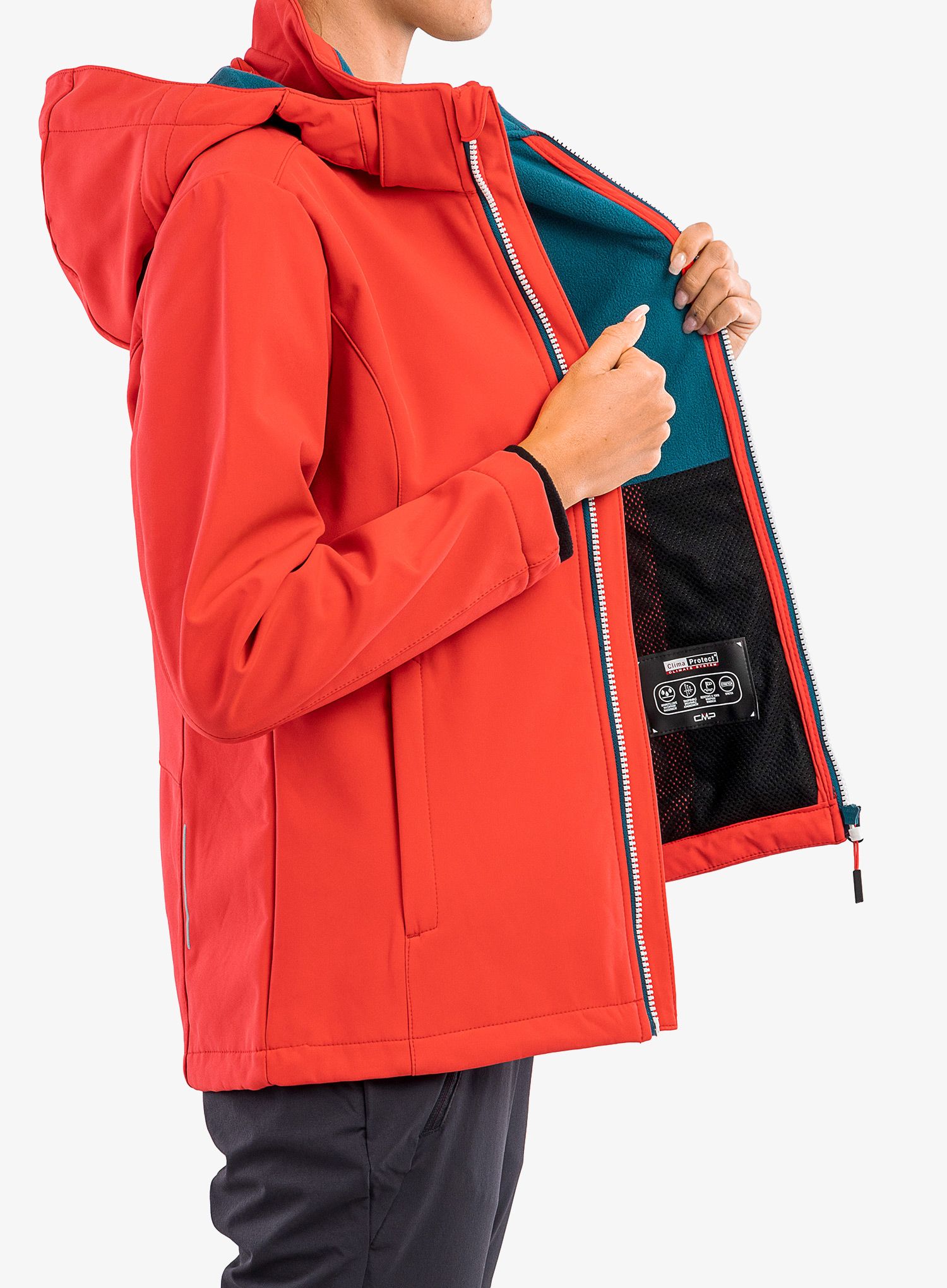 Softshellová bunda dámska CMP Terra Jacket Zip Hood - campari