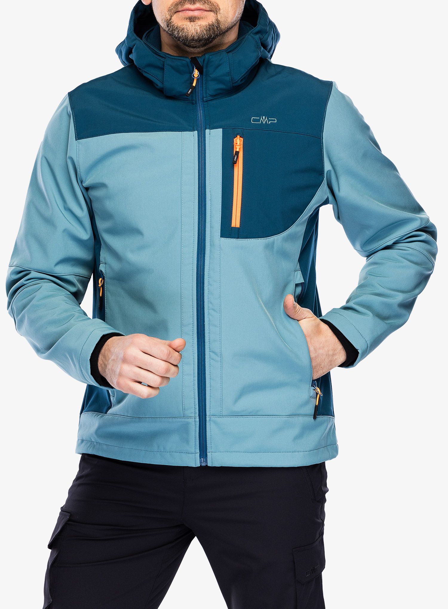 Softshellová bunda CMP Vivo Jacket Zip Hood - hydro/bluesteel