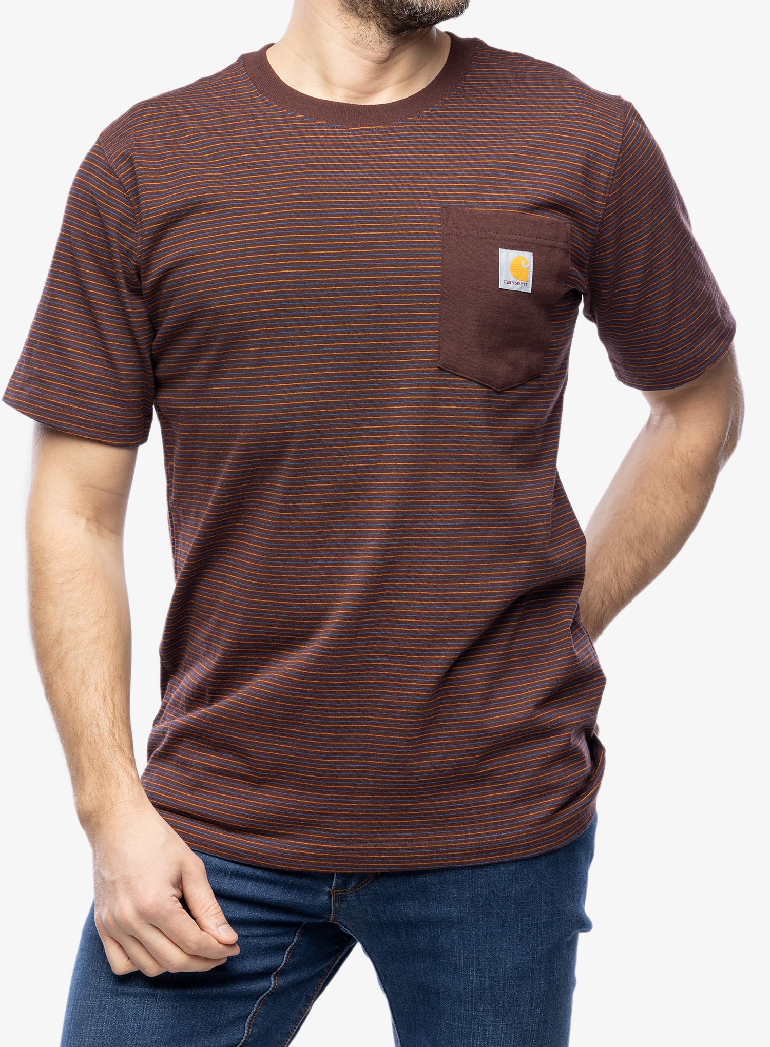 Bavlnené tričko Cartartt Relaxed S/S Pocket Stripe T-Shirt - port stripe