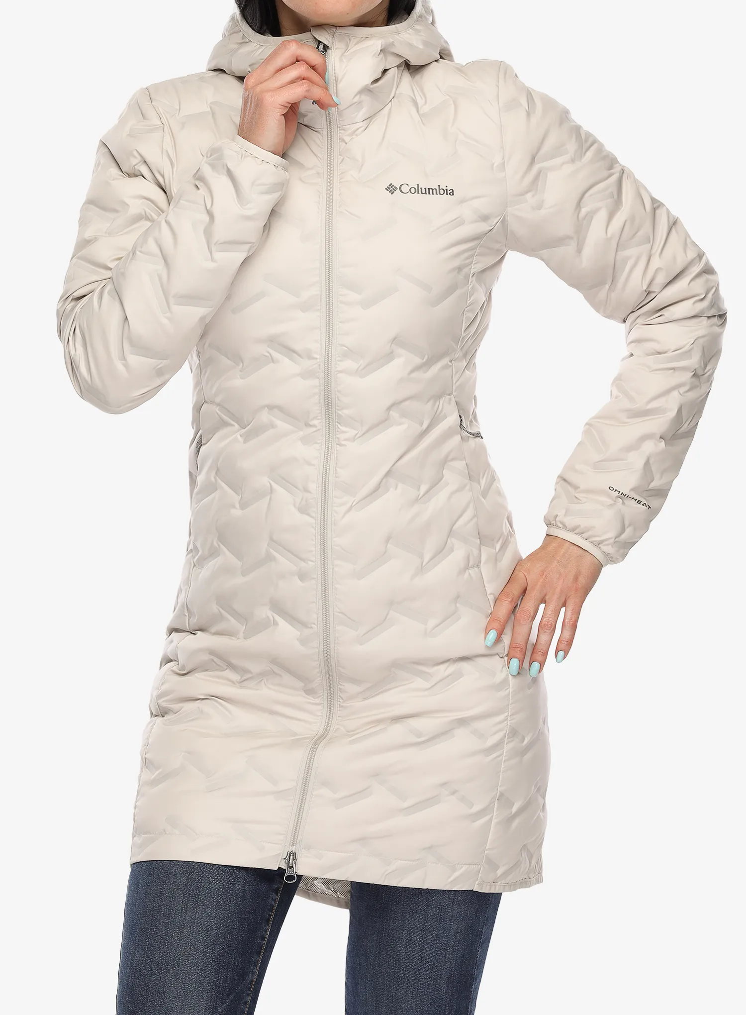 Dámsky páperový kabát Columbia Delta Ridge II Long Down Jacket - dark stone
