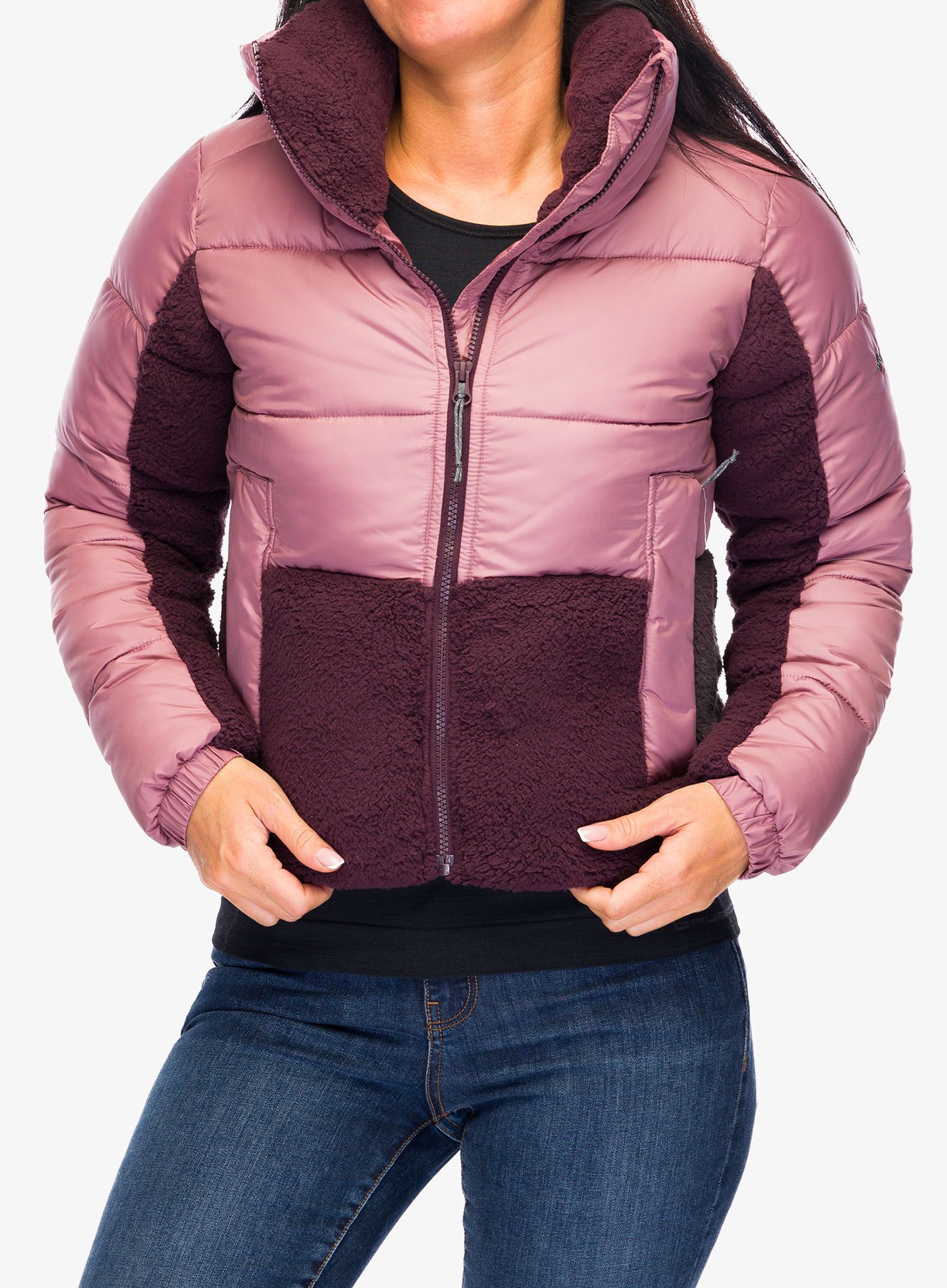 Zateplená bunda dámska Columbia Leadbetter Point II Sherpa Hybrid - fig/moonvista