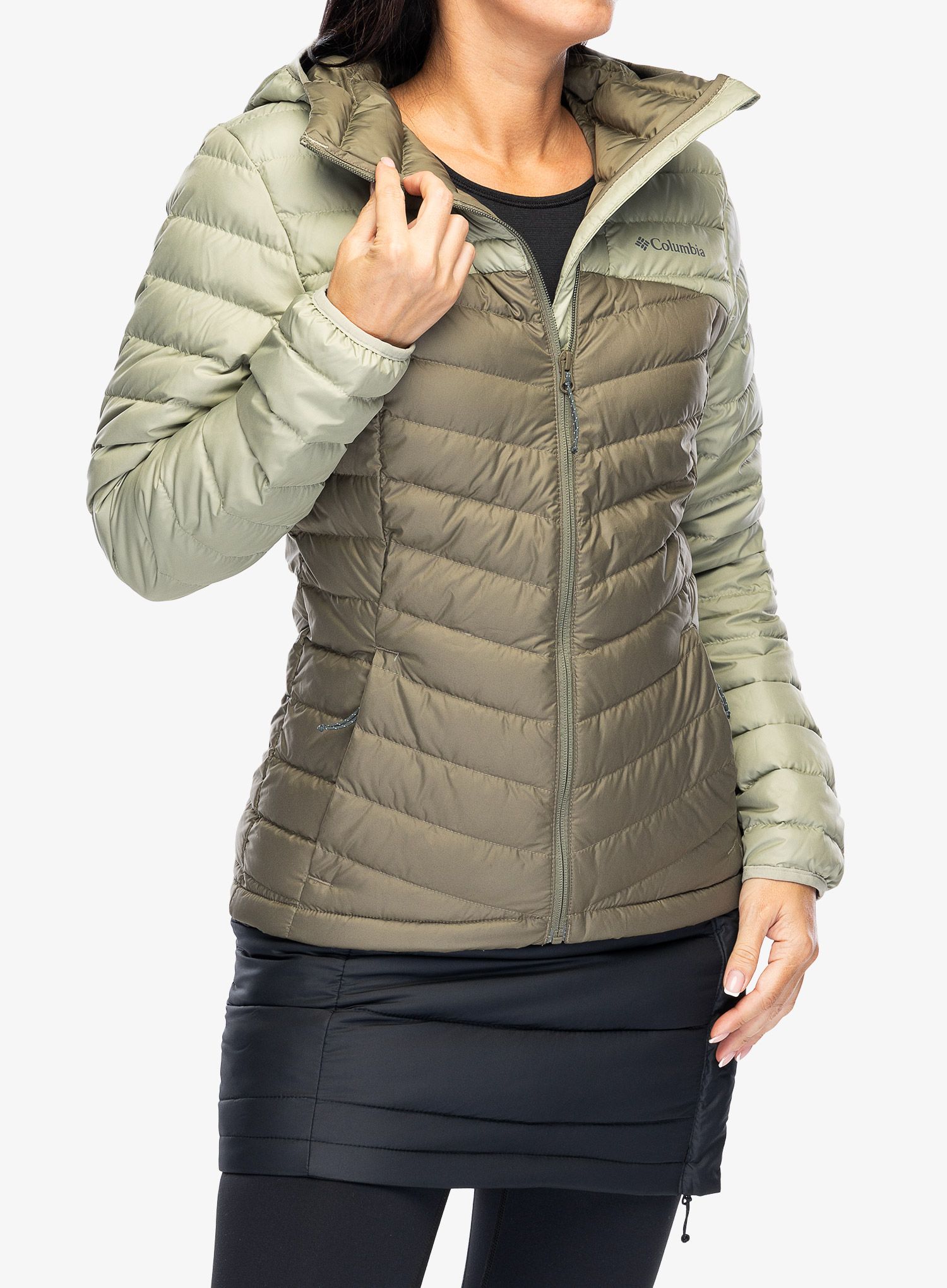 Bunda páperová dámska Columbia Westridge Hooded Down Jacket - safari/stone green