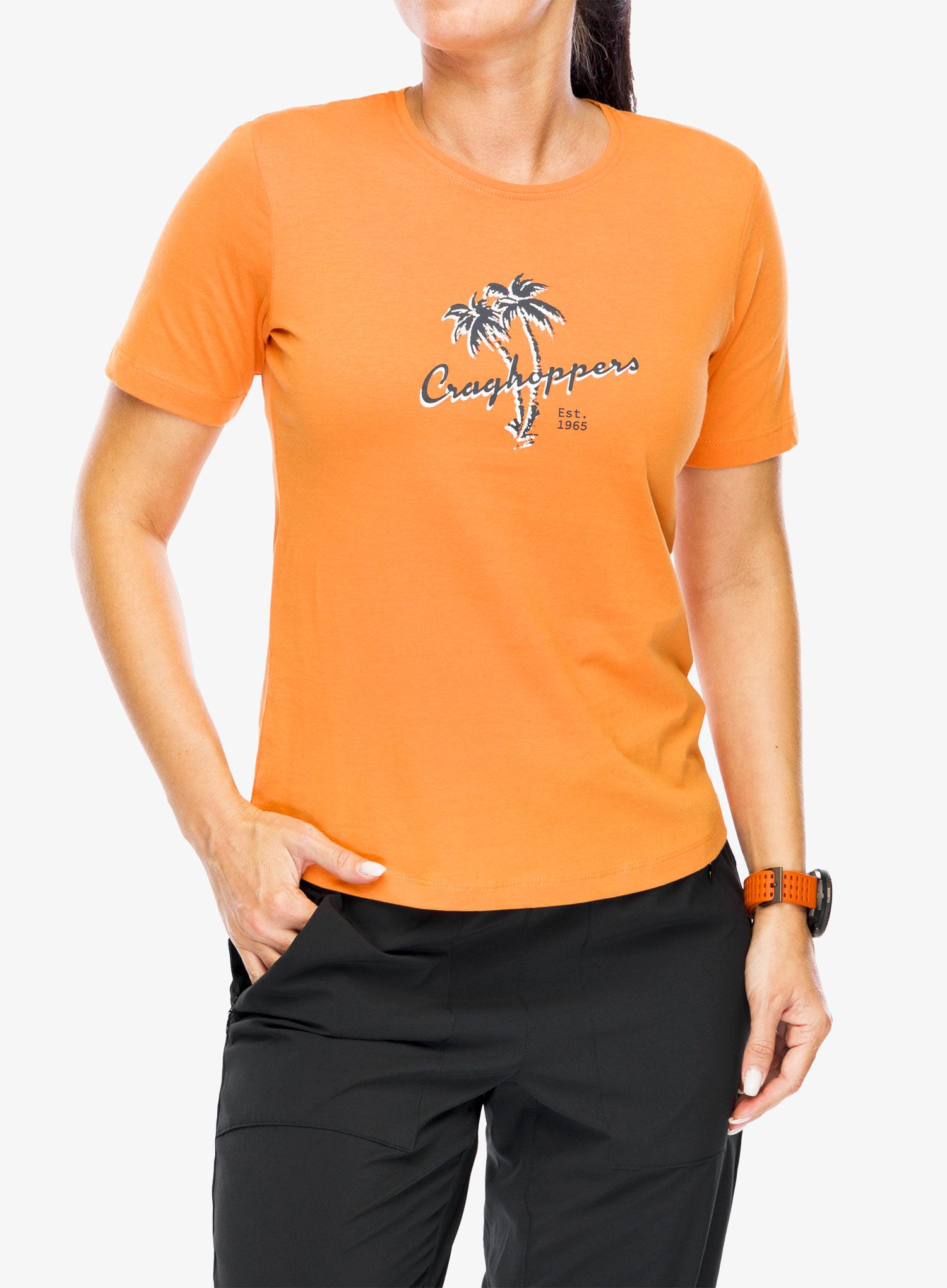 Dámske tričko Craghoppers Ally S/S T-Shirt - nectar orange palm tree
