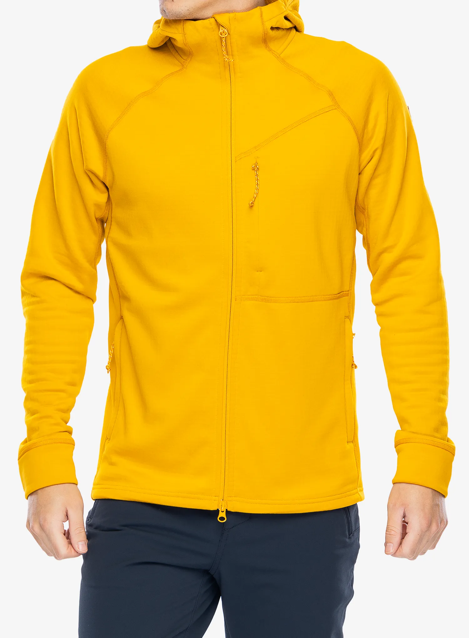 Flísová mikina Fjallraven Abisko Grid Fleece Hoodie - mustard yellow