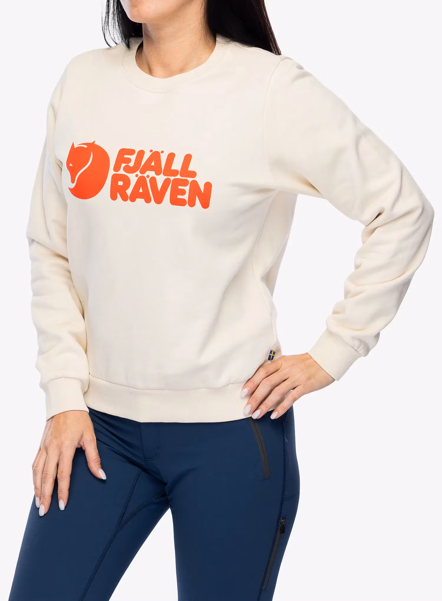 Mikina dámska Fjallraven Logo Sweater - chalk white/flame orange