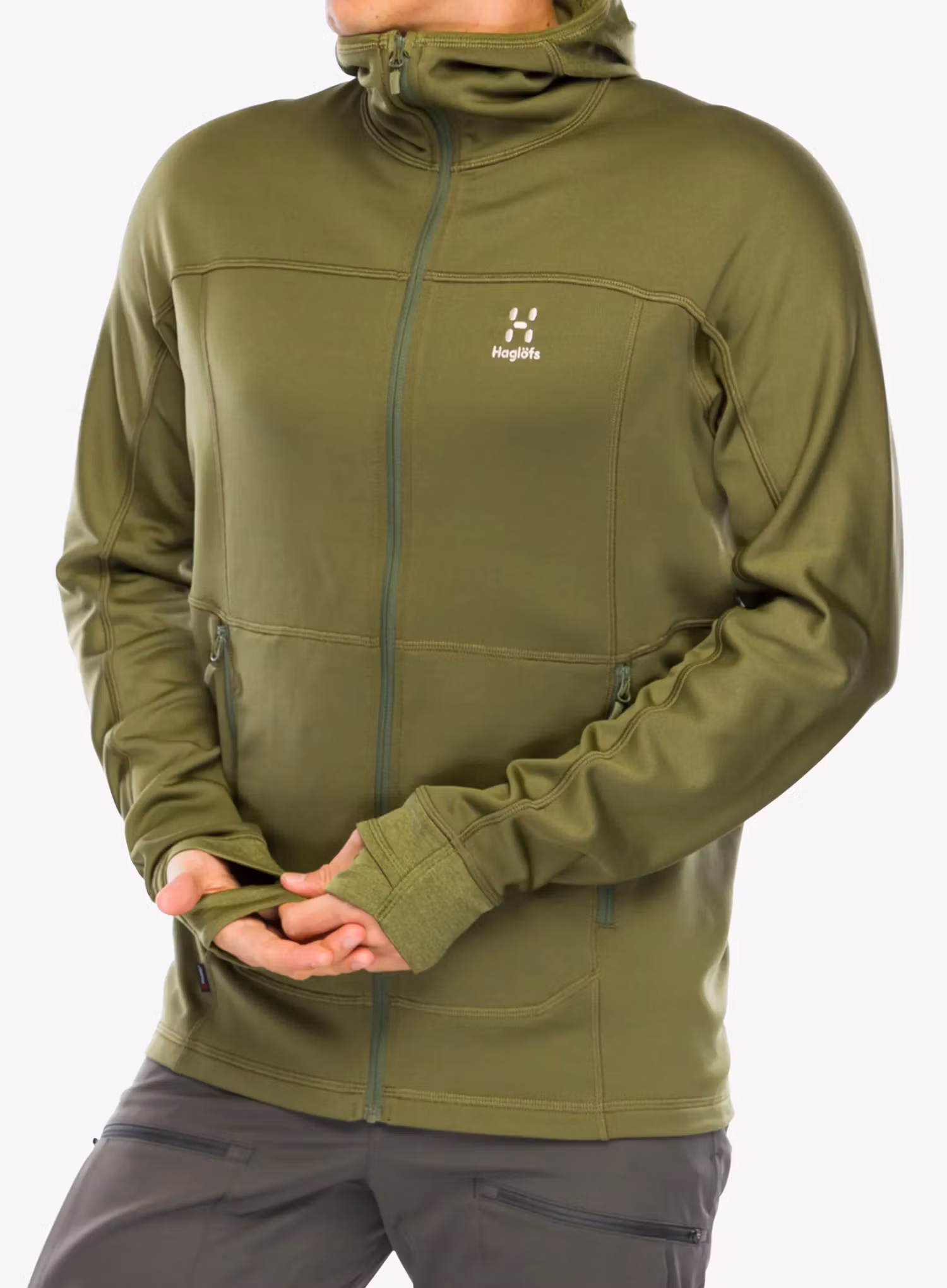 Flísová mikina Haglofs Betula Hood - olive green