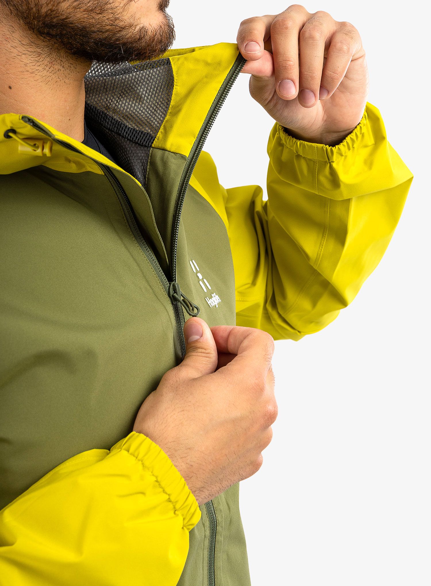 Bunda do dažďa Haglofs Buteo Jacket - olive green/aurora