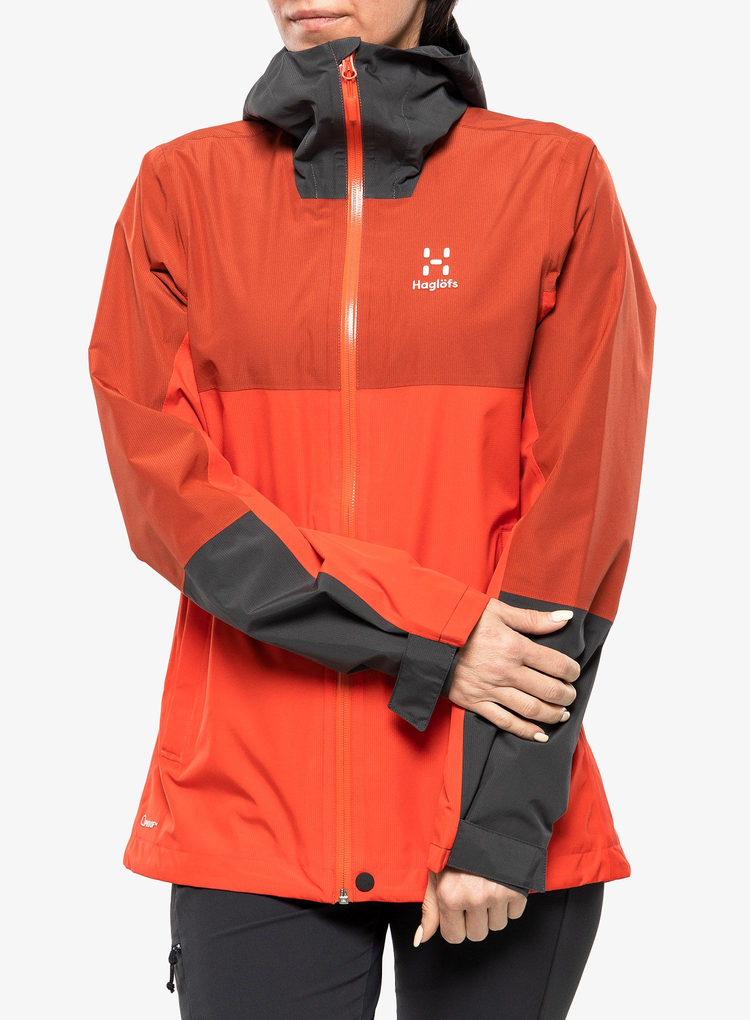 Nepremokavá bunda dámska Haglofs Finch Proof Jacket - poppy red/corrosion