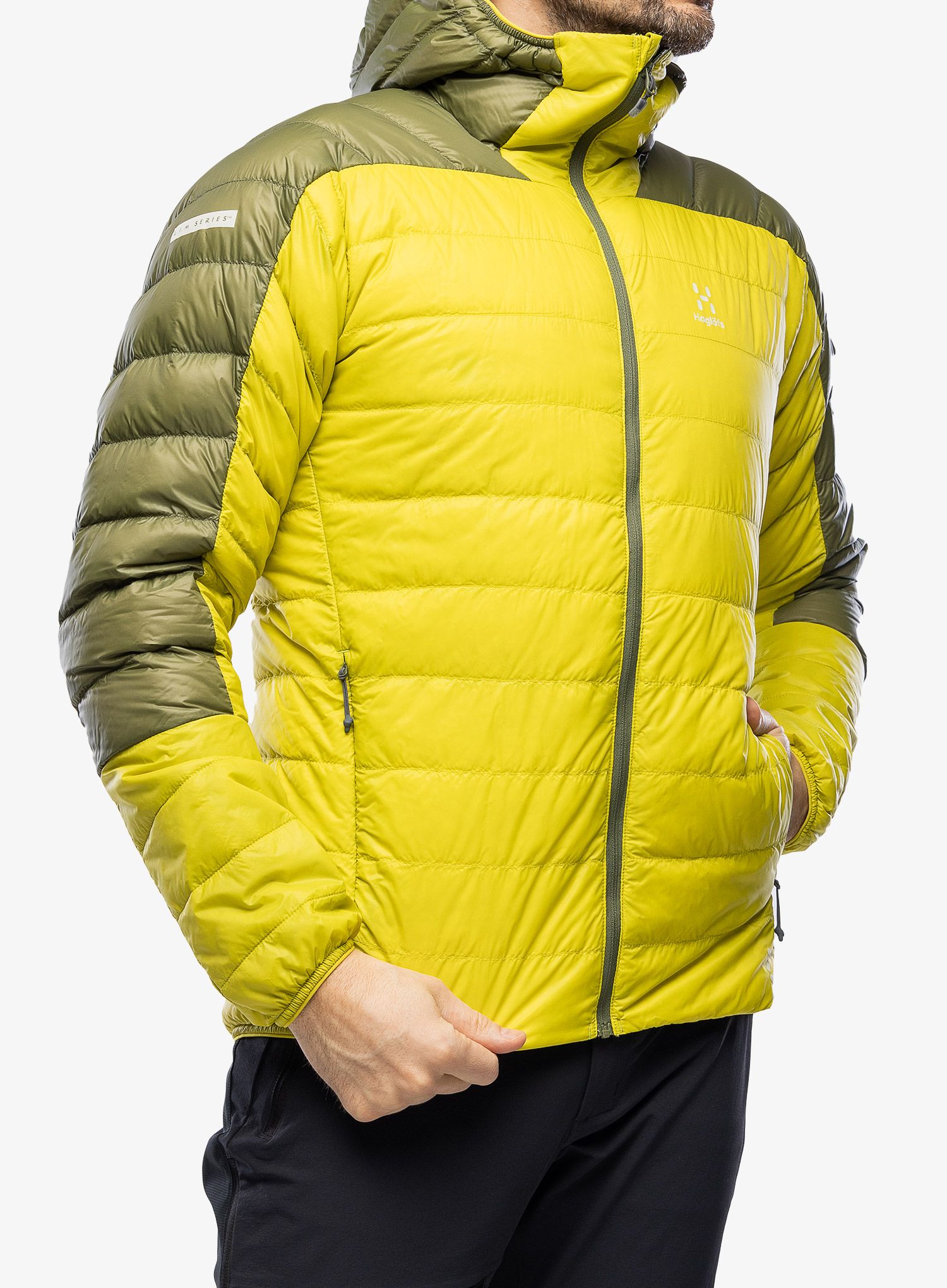 Páperová bunda Haglofs L.I.M Down Hood - aurora/olive green