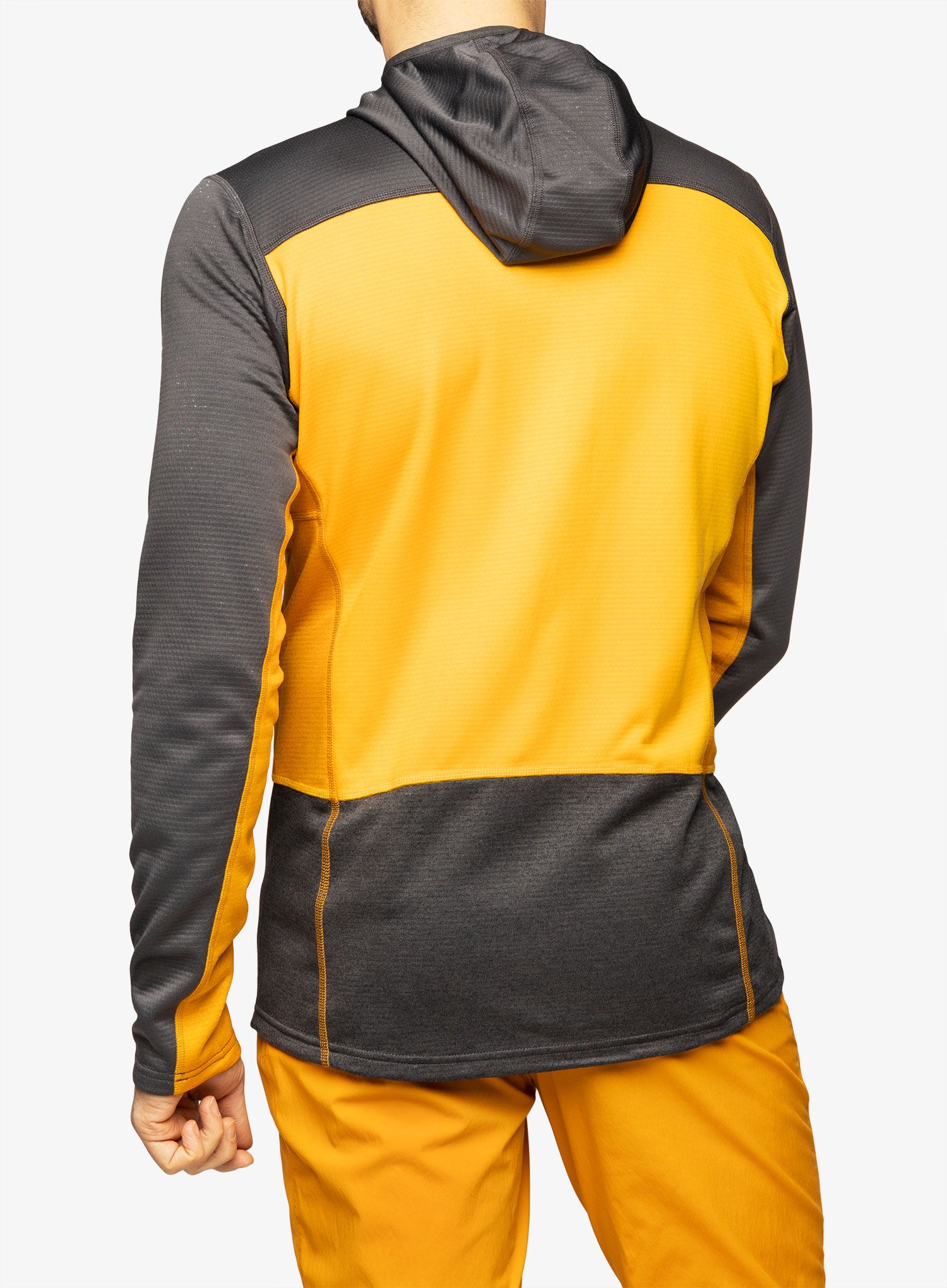 Mikina s kapucňou Haglofs ROC Flash Mid Hood - magnetite/sunny yellow
