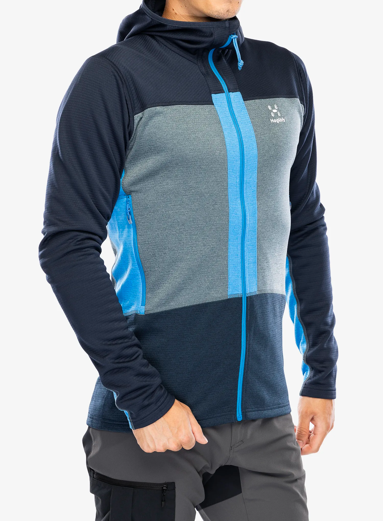 Mikina s kapucňou Haglofs ROC Flash Mid Hood - tarn blue/steel blue
