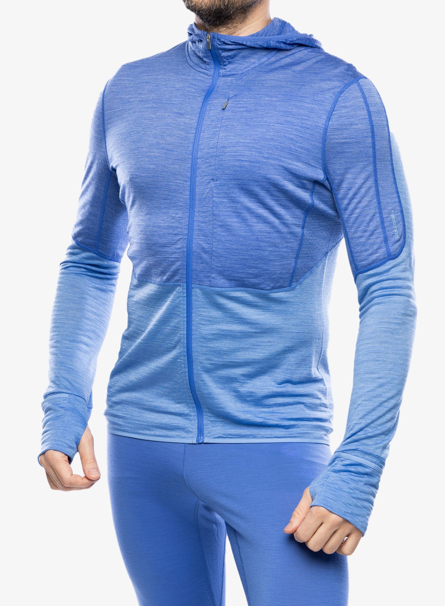 Mikina s kapucňou Icebreaker Merino 200 Realfleece Descender LS Zip Hoodie - brilliant/baja/cb