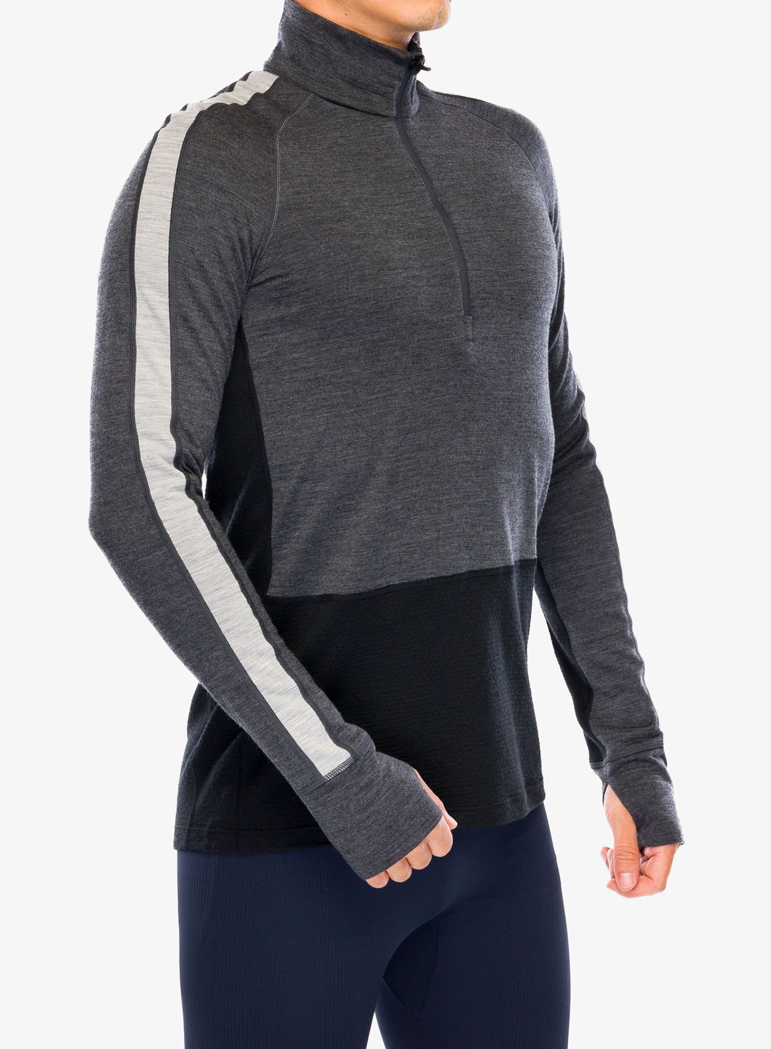 Funkčné tričko Icebreaker Merino 200 ZoneKnit LS Half Zip - jet hthr/blk/metro h/cb