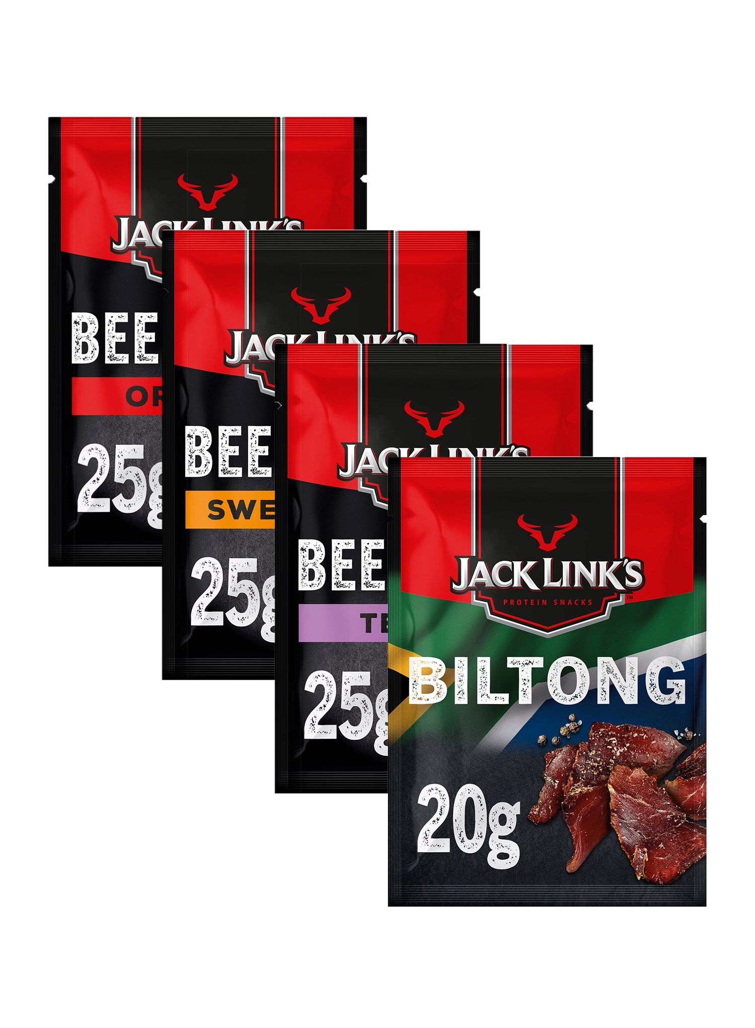 Súprava Jack Link's 4-Pack Beef Jerky 3 x 25 g + Biltong 1 x 20 g