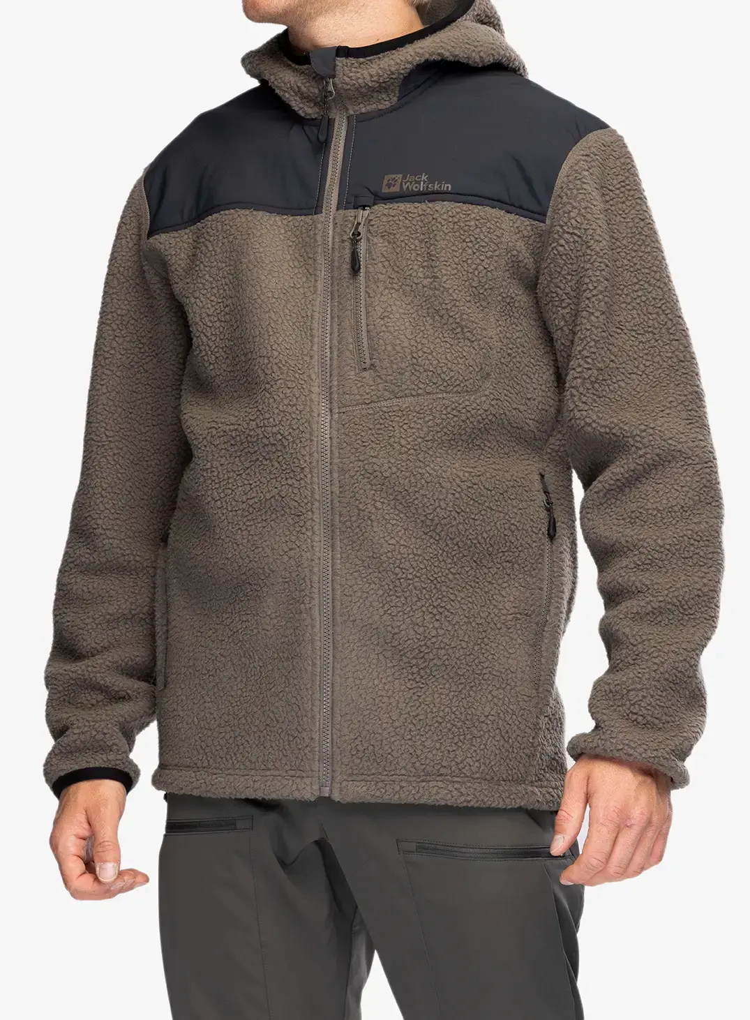Flísová bunda Jack Wolfskin Kammweg Pile FZ - cold coffee