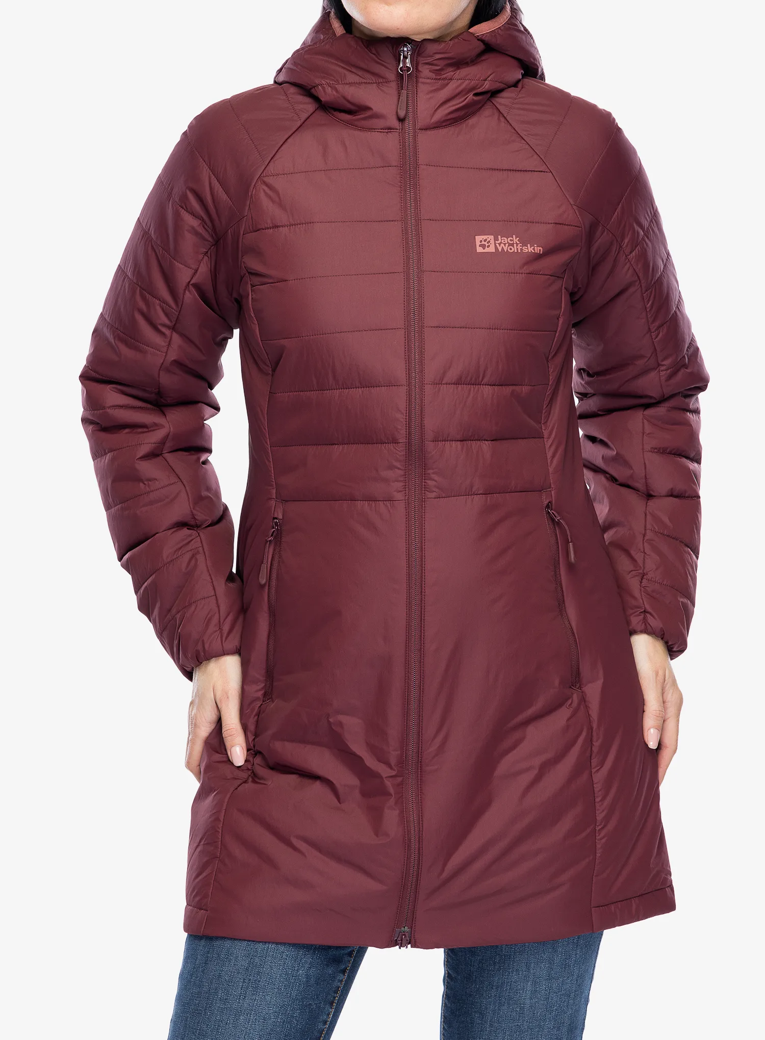 Dámsky kabát Jack Wolfskin Lapawa Ins Coat - dark maroon