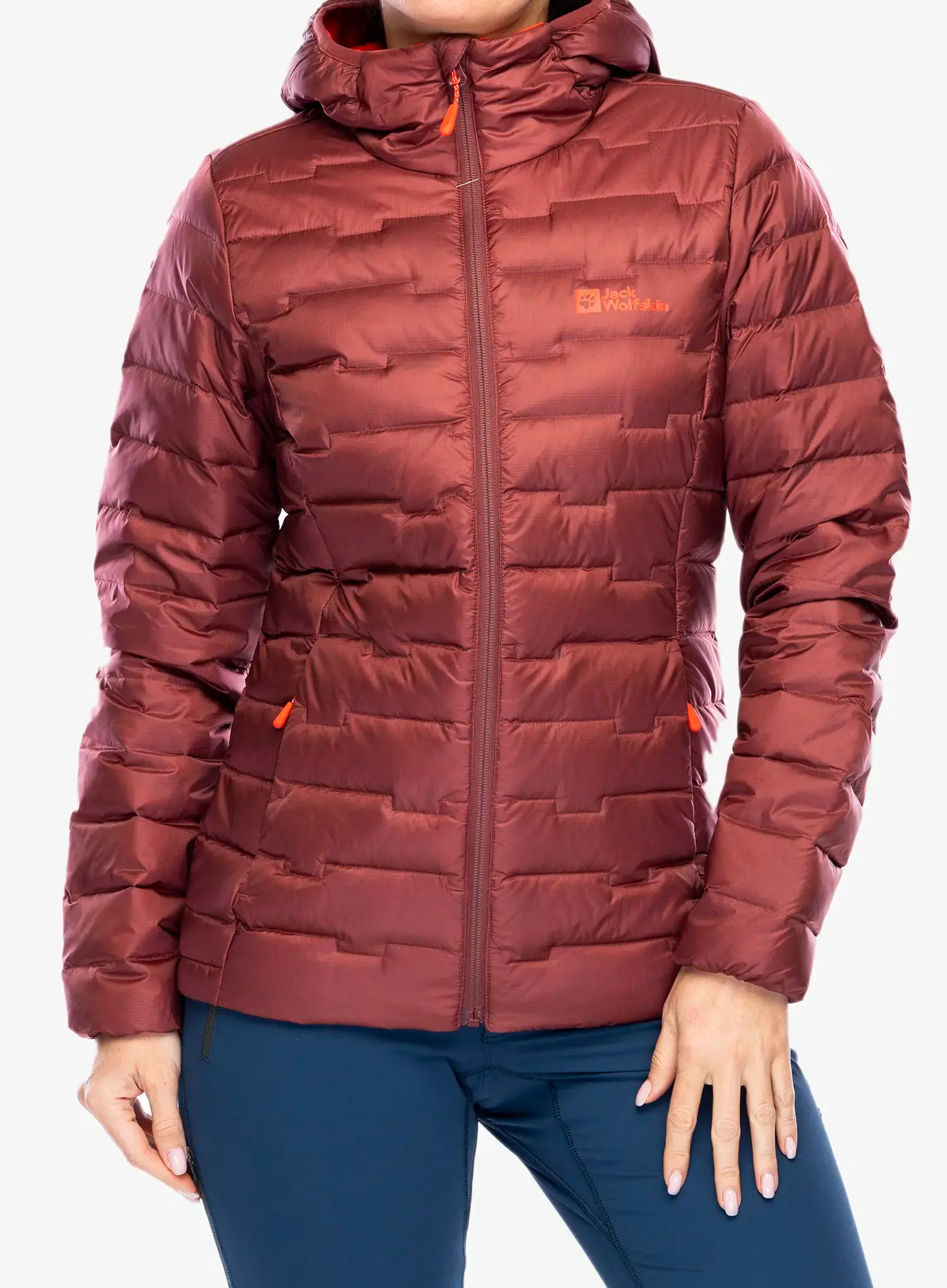 Bunda páperová dámska Jack Wolfskin Passamani Down Hoody - red ochre