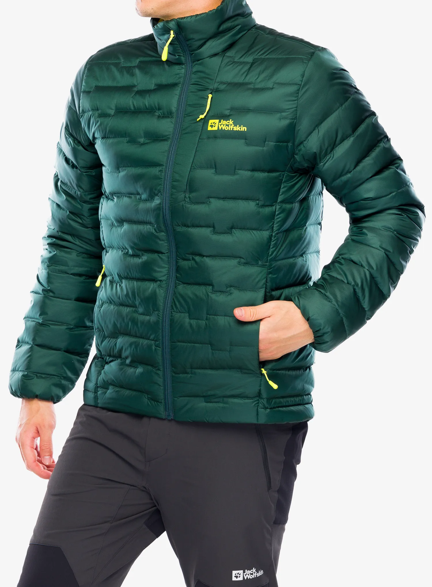 Páperová bunda Jack Wolfskin Passamani Down Jacket - black olive
