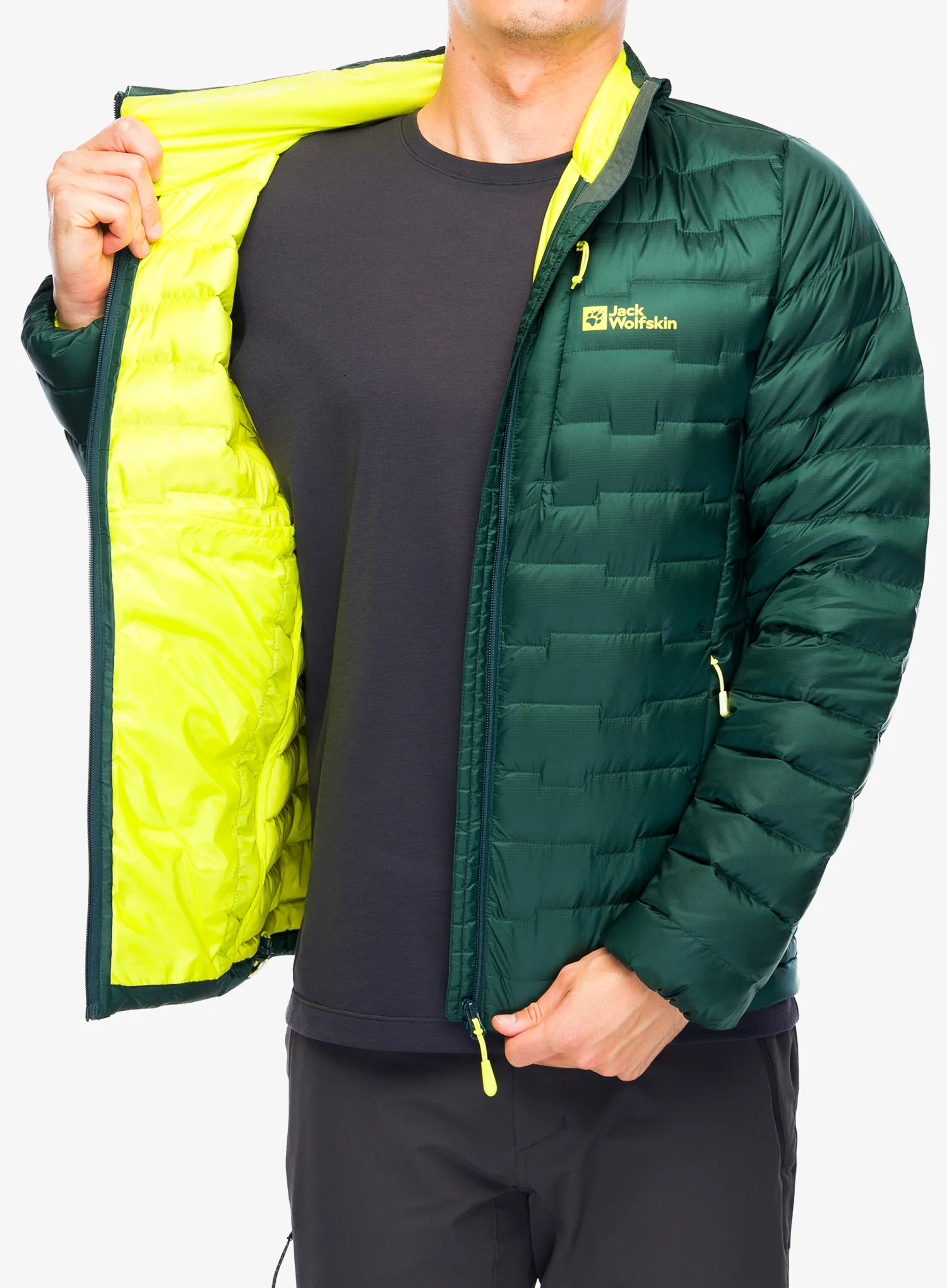 Páperová bunda Jack Wolfskin Passamani Down Jacket - black olive