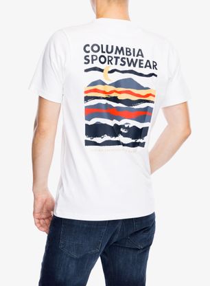 Tričko s potlačou Columbia Explorers Canyon Back S/S Tee - white/torn moonscape