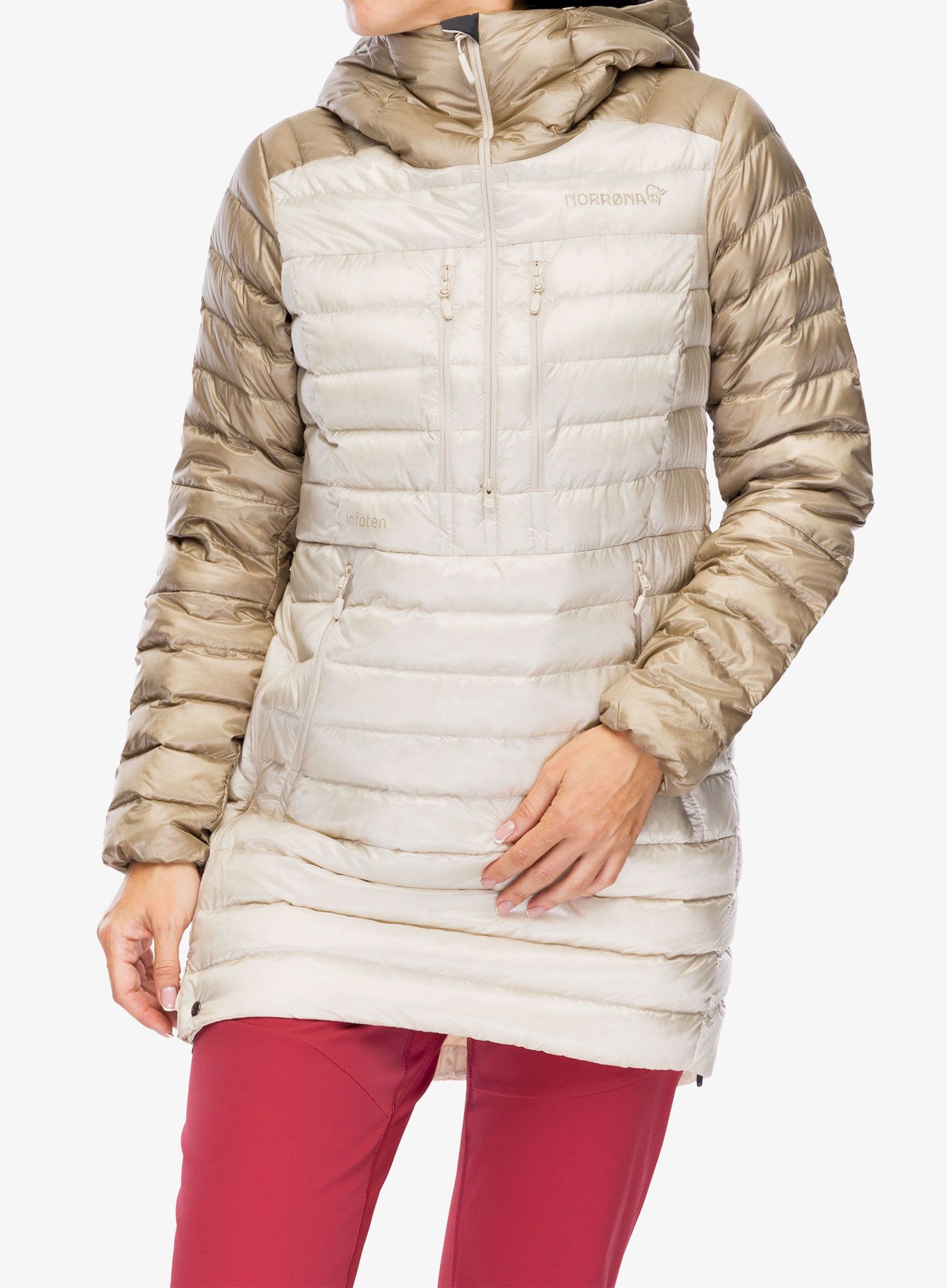 Bunda páperová dámska Norrona Lofoten Down800 Anorak - oatmeal