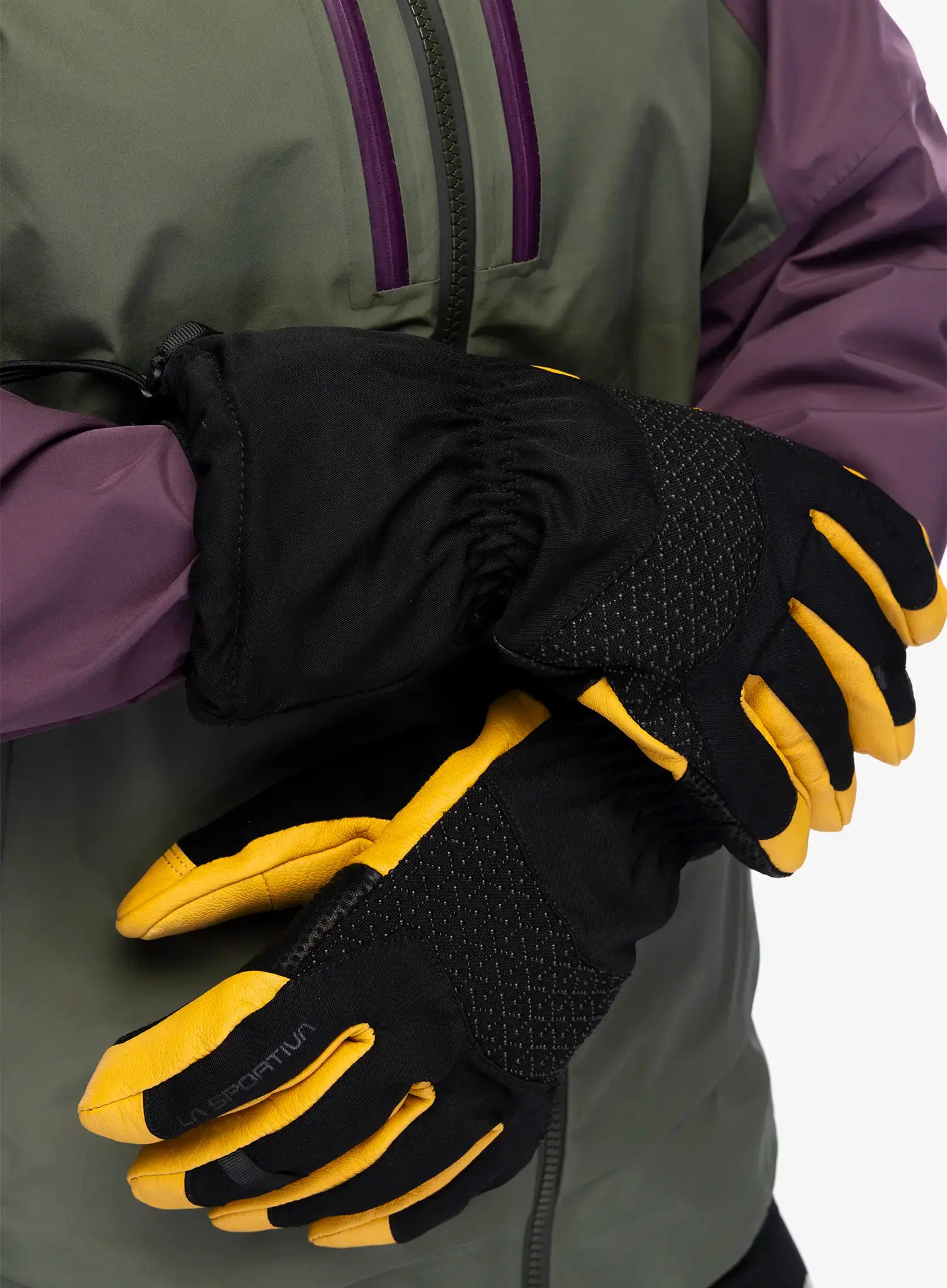 Turistické rukavice La Sportiva Alpine Guide Leather Gloves - black/cedar