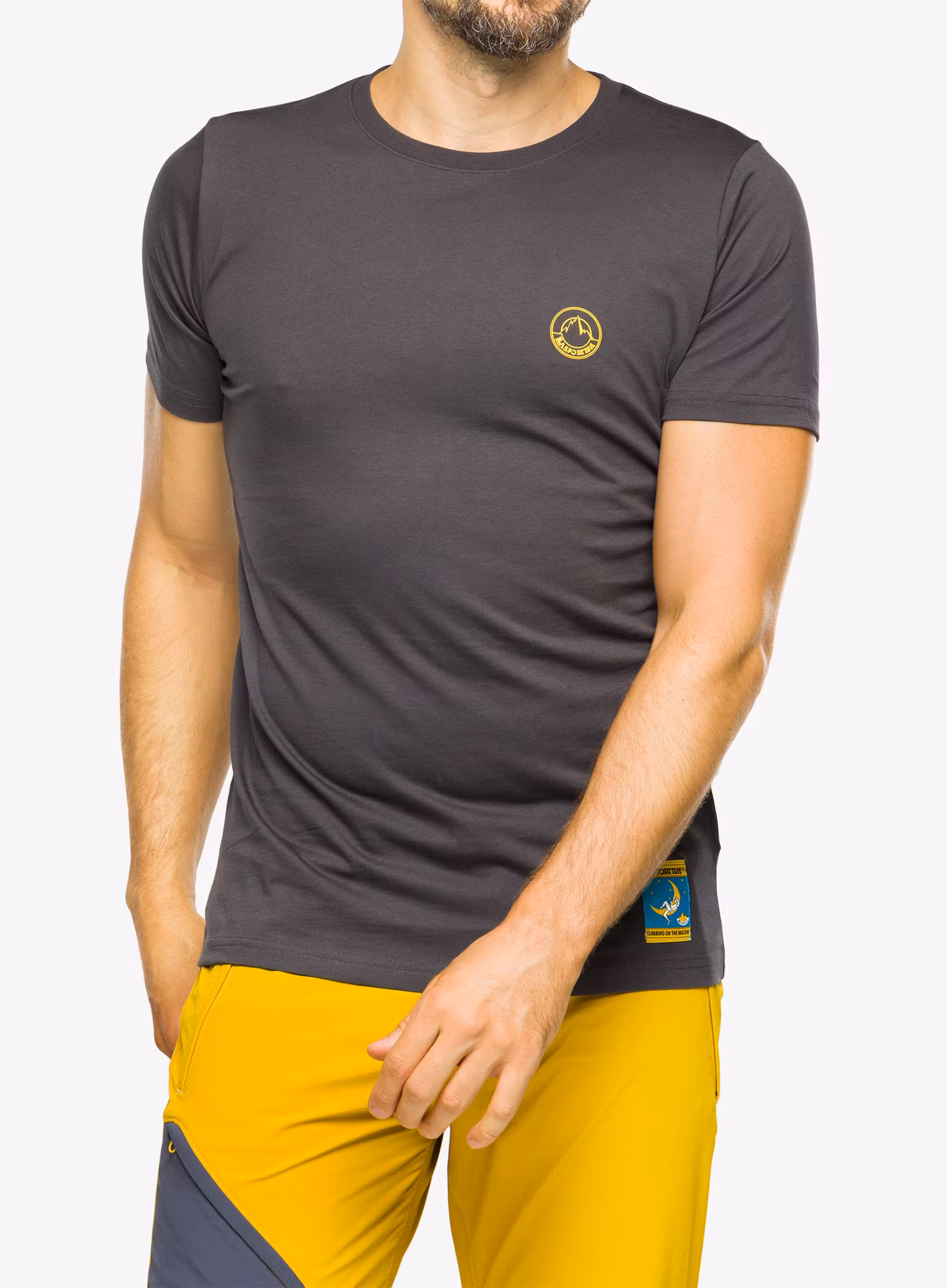 Tričko s potlačou La Sportiva Climbing on the Moon T-Shirt - carbon/giallo