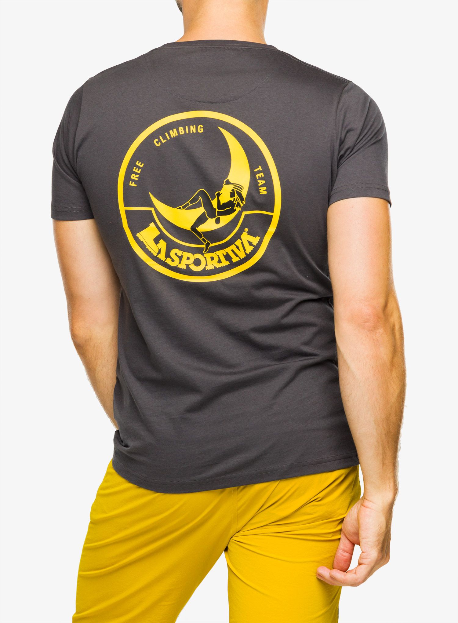 Tričko s potlačou La Sportiva Climbing on the Moon T-Shirt - carbon/giallo