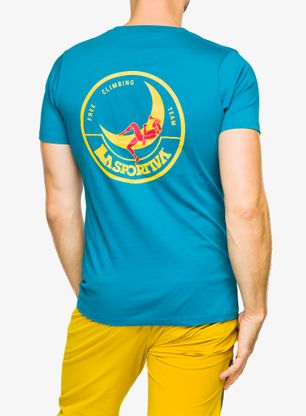 Lezecké tričko La Sportiva Climbing on the Moon T-Shirt - turchese/giallo