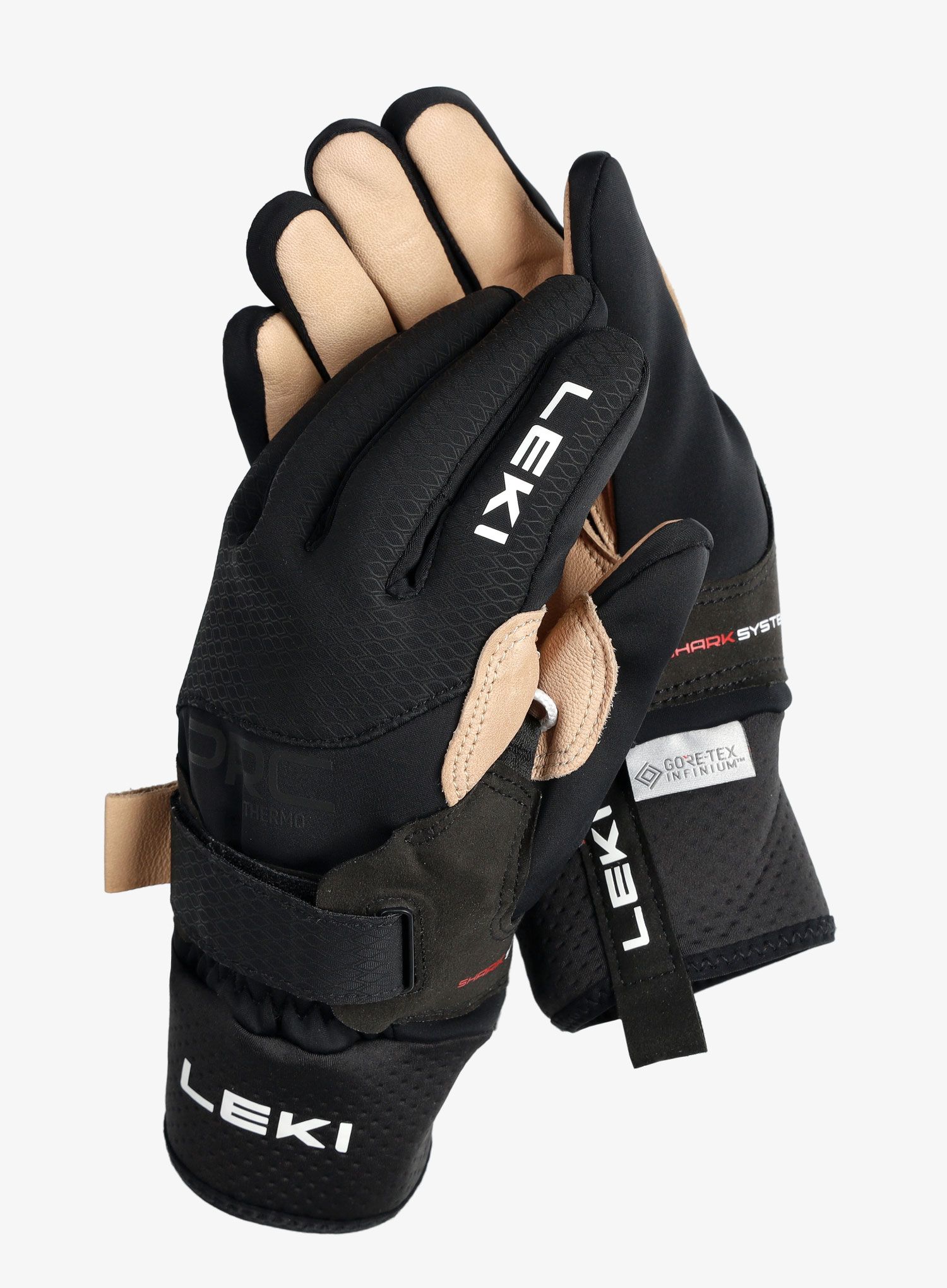 Lyžiarske rukavice Leki PRC Premium ThermoPlus Shark - black/sand