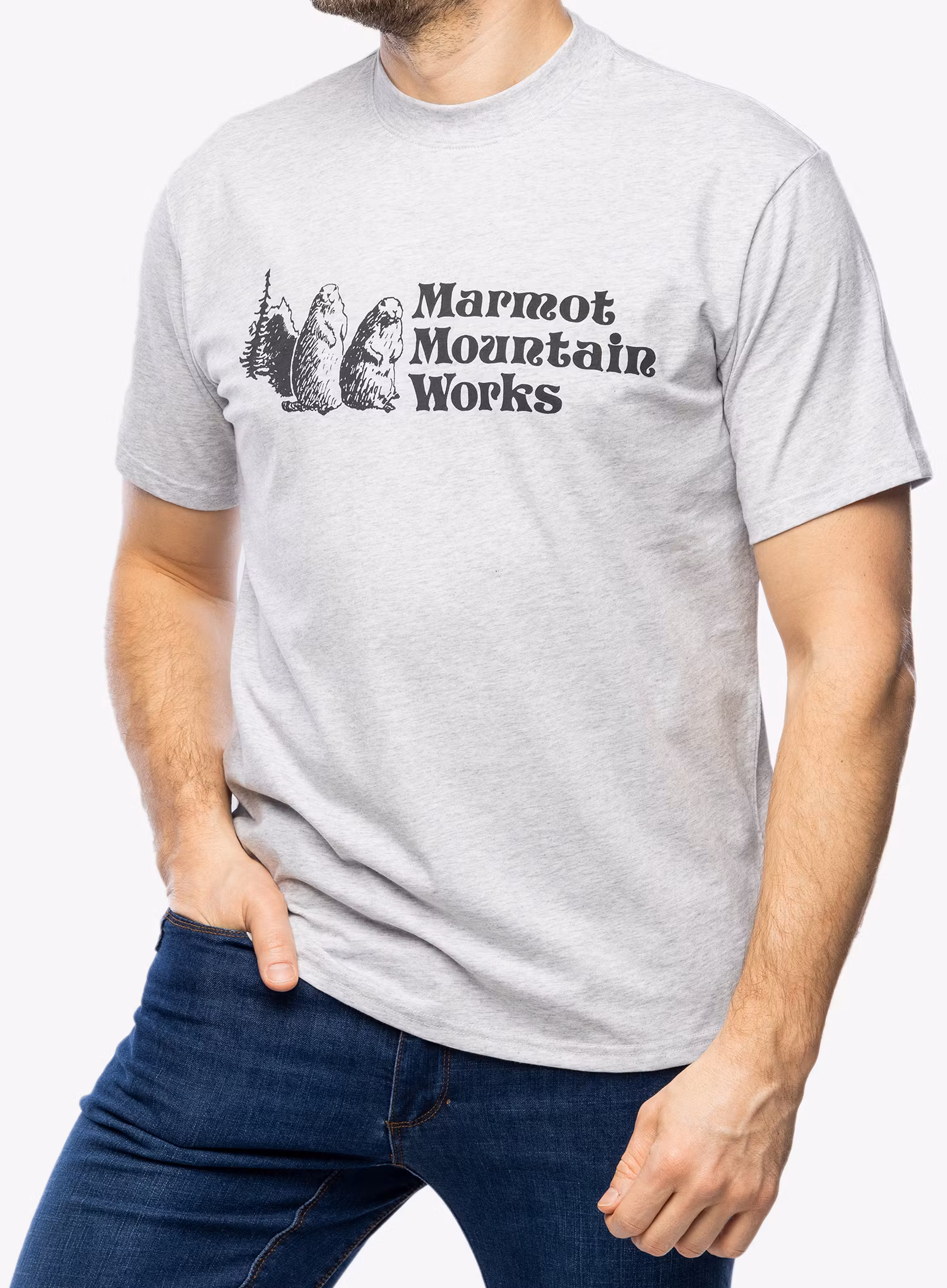 Bavlnené tričko Marmot MMW Tee S/S - light grey heather
