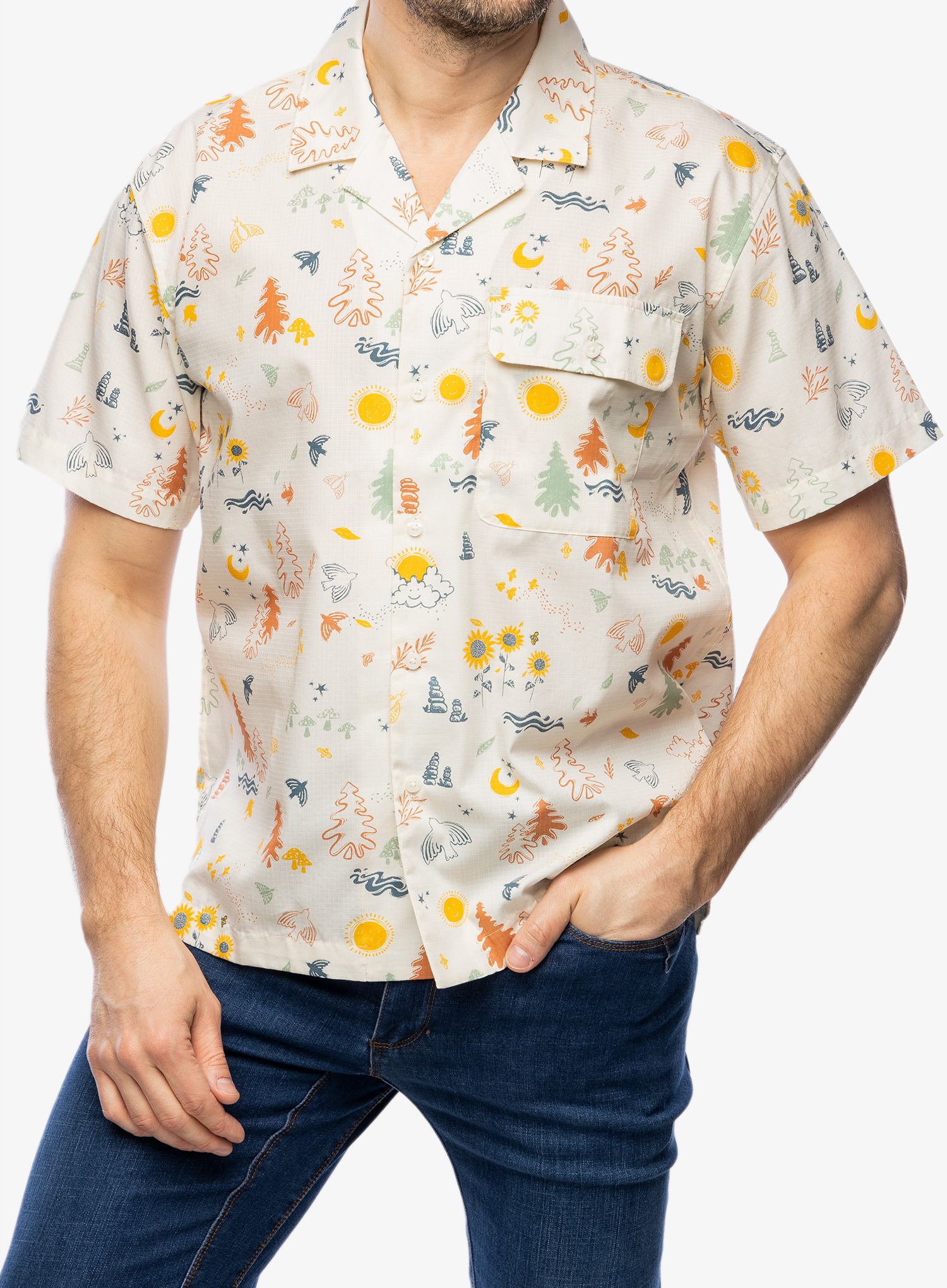 Košeľa Marmot Muir Camp Novelty S/S - papyrus trail mix