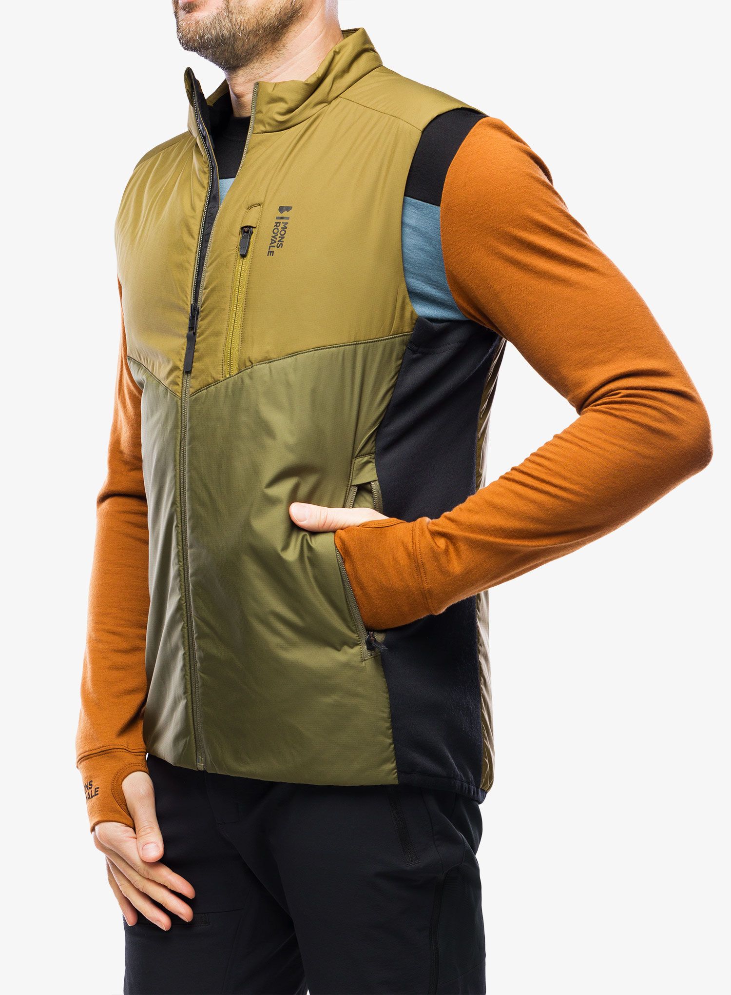 Zateplená vesta Mons Royale Arete Wool Insulation Vest - forest floor