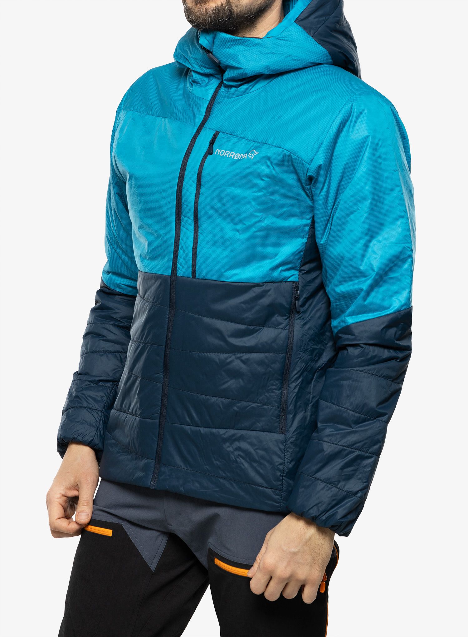 Zateplená bunda Norrona Falketind Thermo60 Hood - hawaiian surf/indigo night