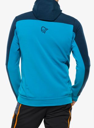 Pánska mikina Norrona Falketind Warmwool2 Stretch Zip Hood - hawaiian surf/indigo night
