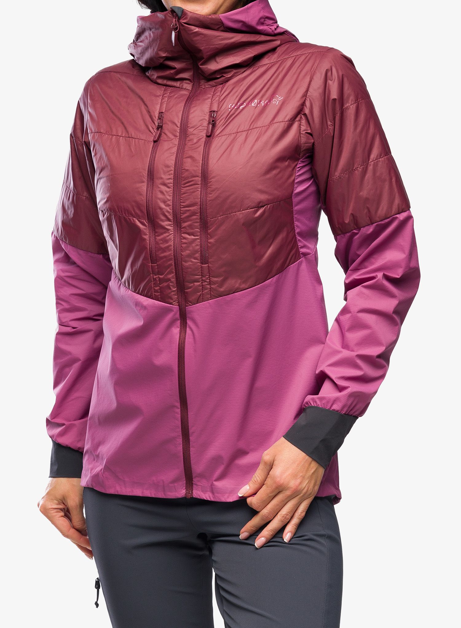Dámska hybridná bunda dámska Norrona Lyngen Aero80 Insulated Zip Hood - violet quartz